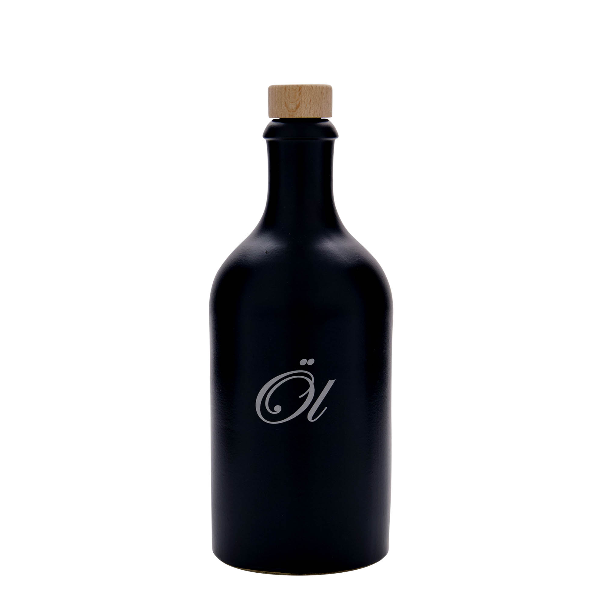500 ml tonkannu, kuvio: öljy, kivisavi, musta, suuaukko: korkki
