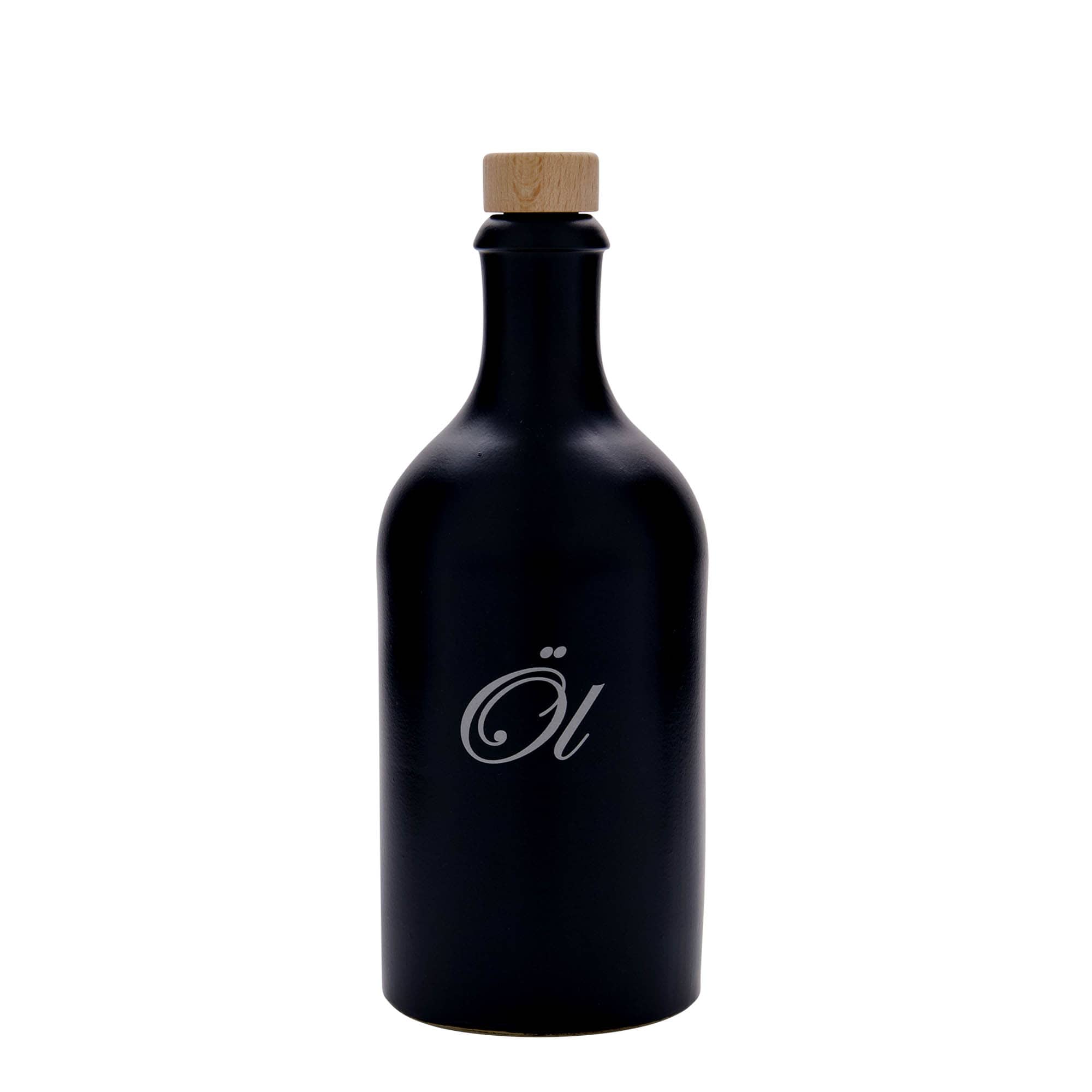 500 ml tonkannu, kuvio: öljy, kivisavi, musta, suuaukko: korkki