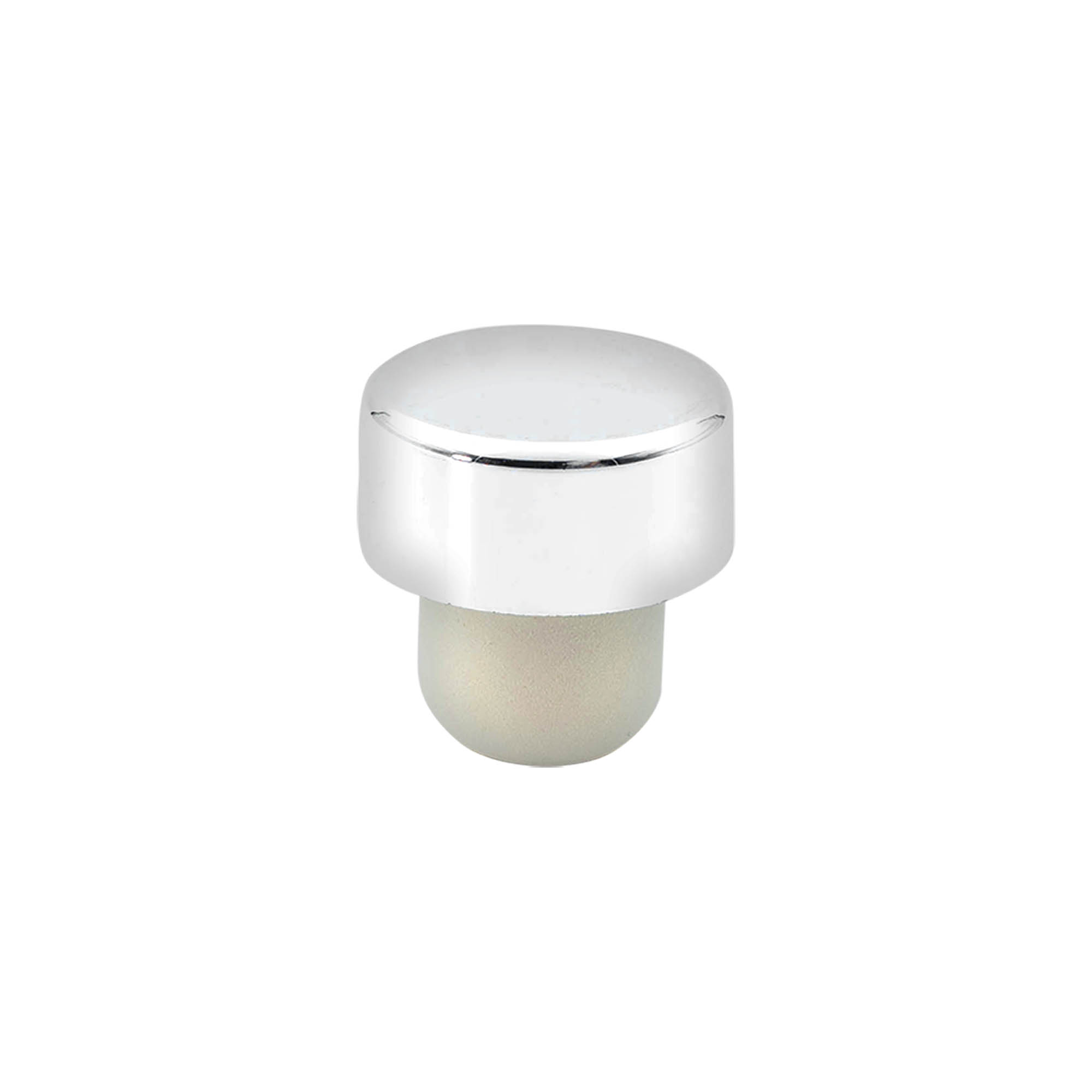 Kahvakorkki 19 mm, muovia, hopeanvärinen, suulle: Korkki Kahvakorkki 19 mm, muovia, hopeanvärinen, suulle: Korkki