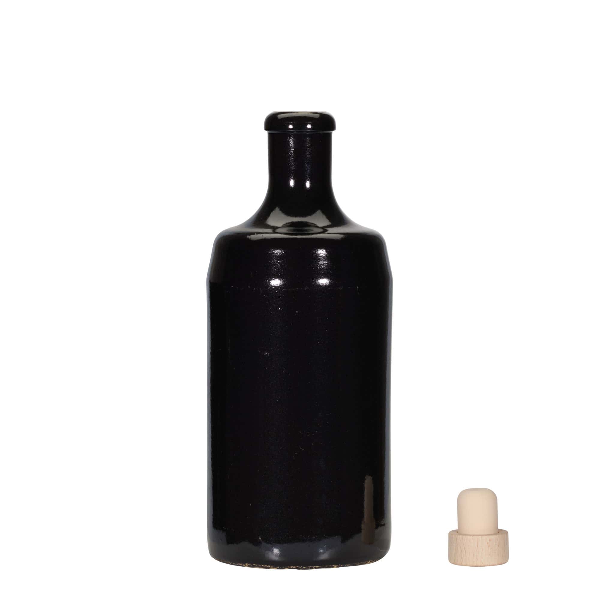700 ml savituoppi 'Calvados, keraaminen, musta, suu: korkki