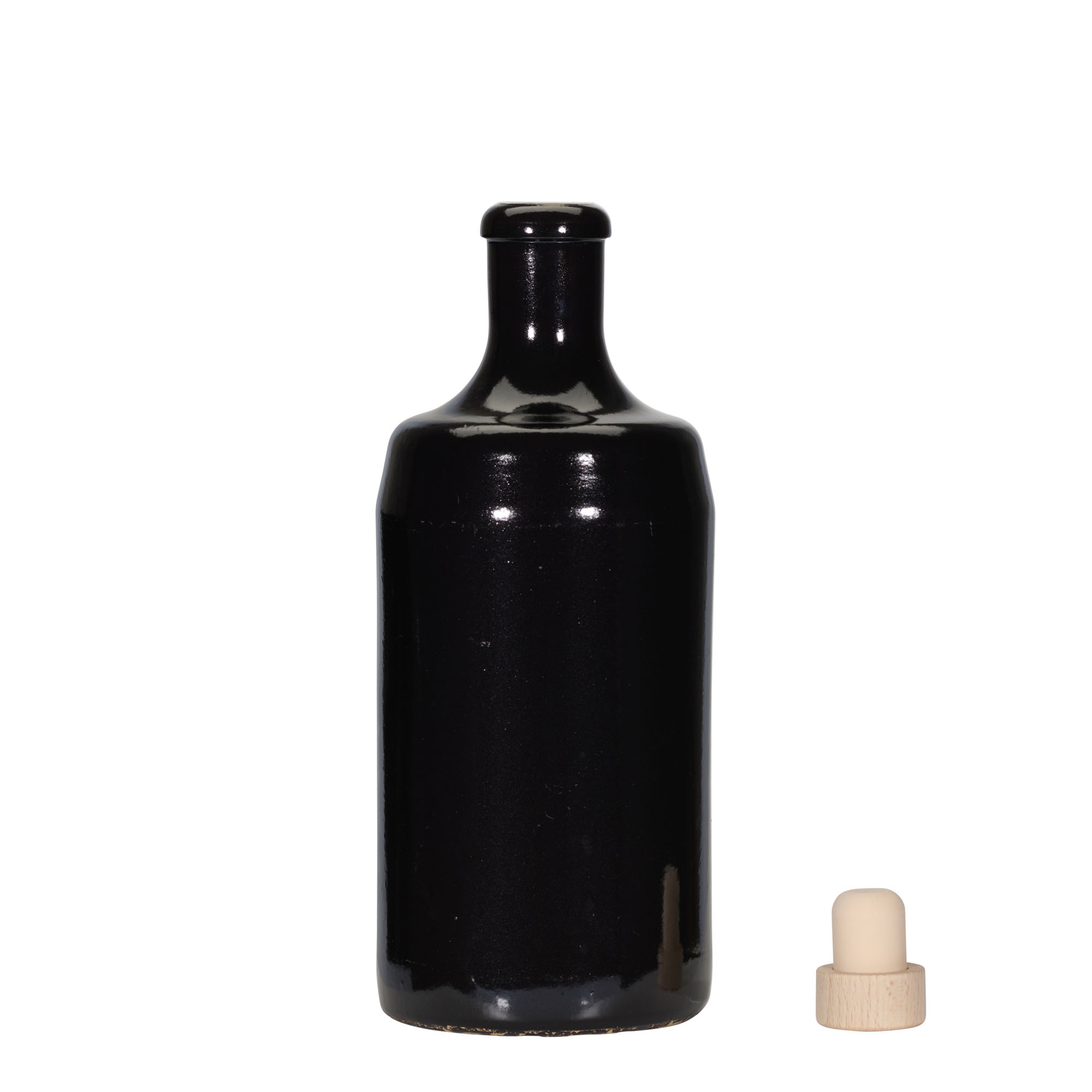 700 ml saviruukku 'Calvados, kivitavara, musta, suuaukko: korkki