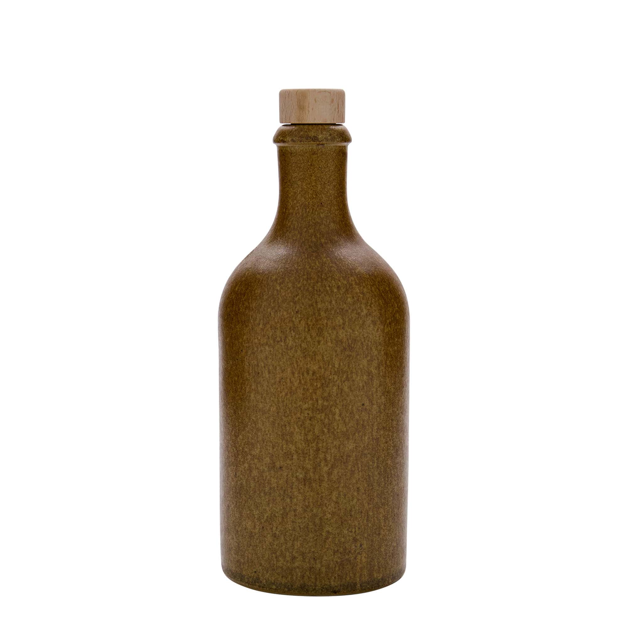 500 ml saviruukku, kivikeramiikka, ruskea-kristalli, suuaukko: korkki