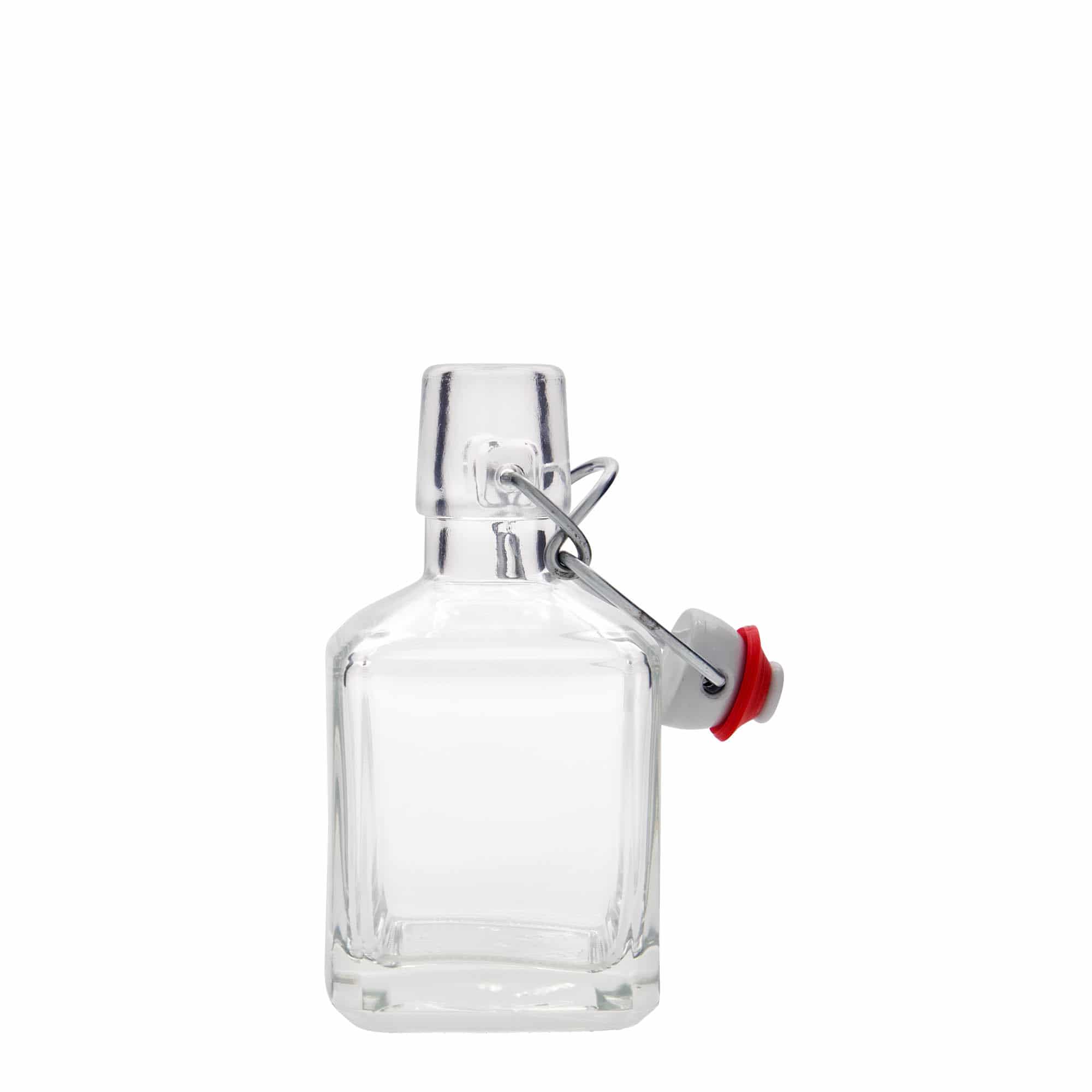 200 ml lasipullo 'Kubica', neliömäinen, suuaukko: peltisuljin