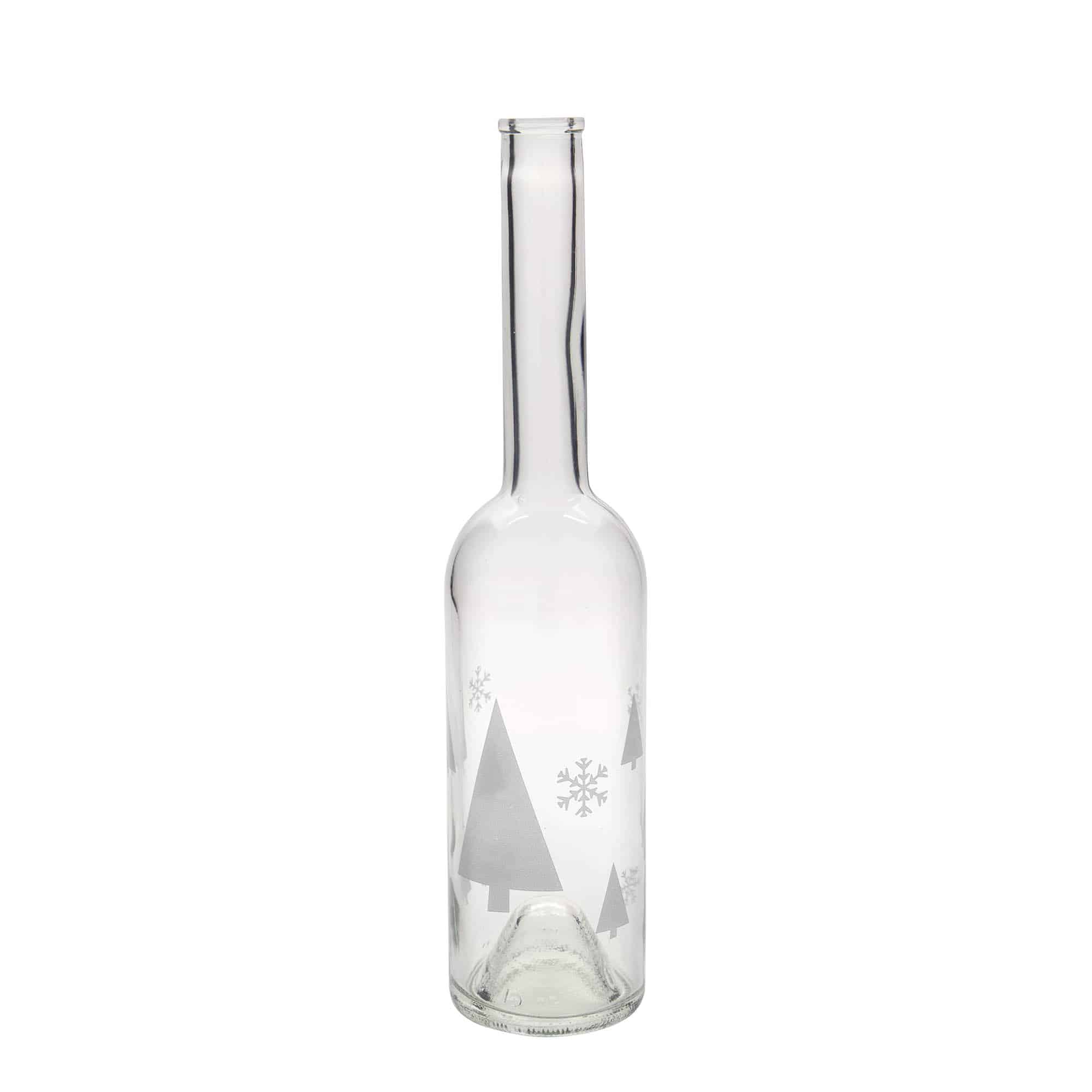 500 ml lasipullo ”Opera”, kuvio: lumihiutaleet, suuaukko: korkki