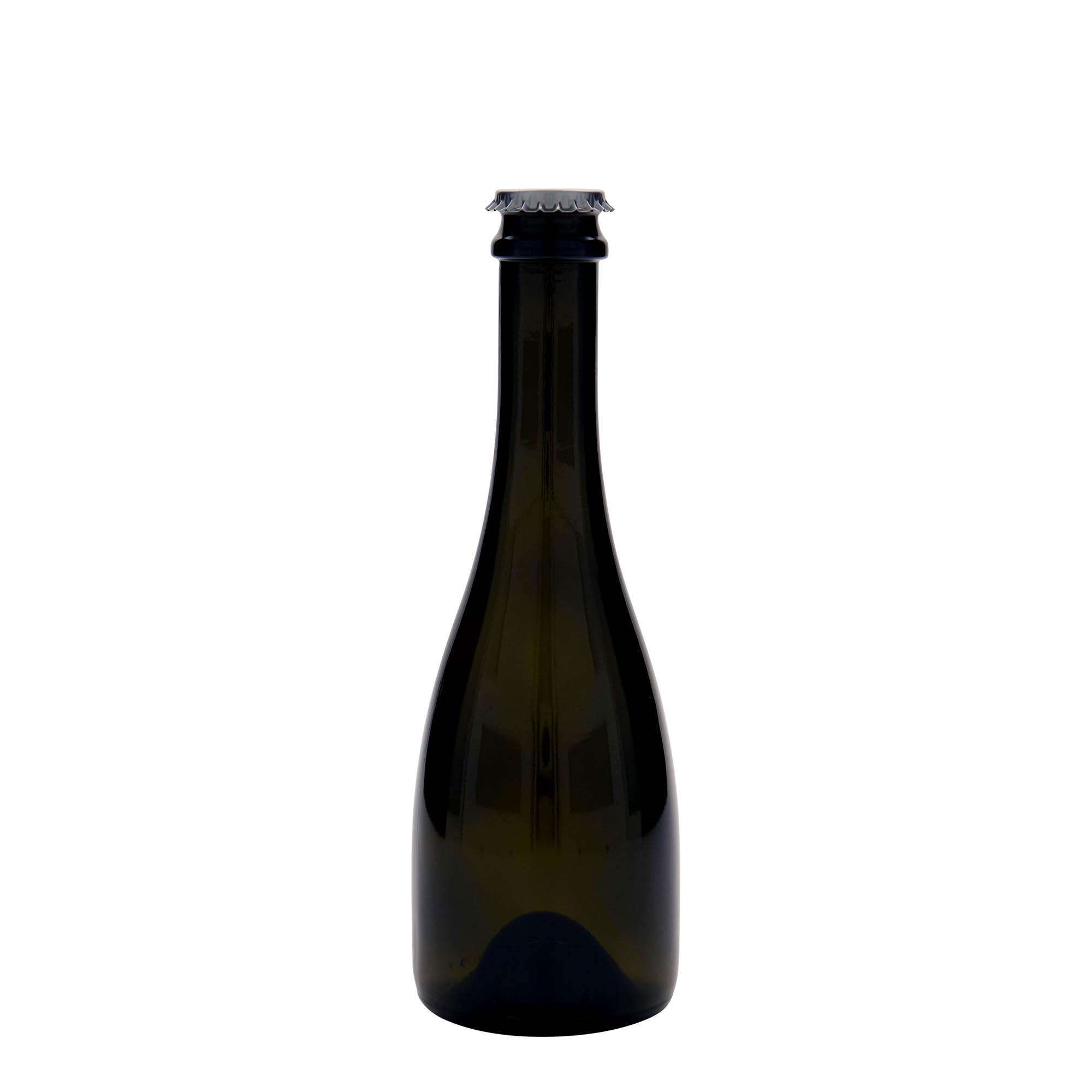 330 ml olut-/kuohuviinipullo ”Tosca”, lasia, antiikkivihreä, suuaukko: kruunukorkki