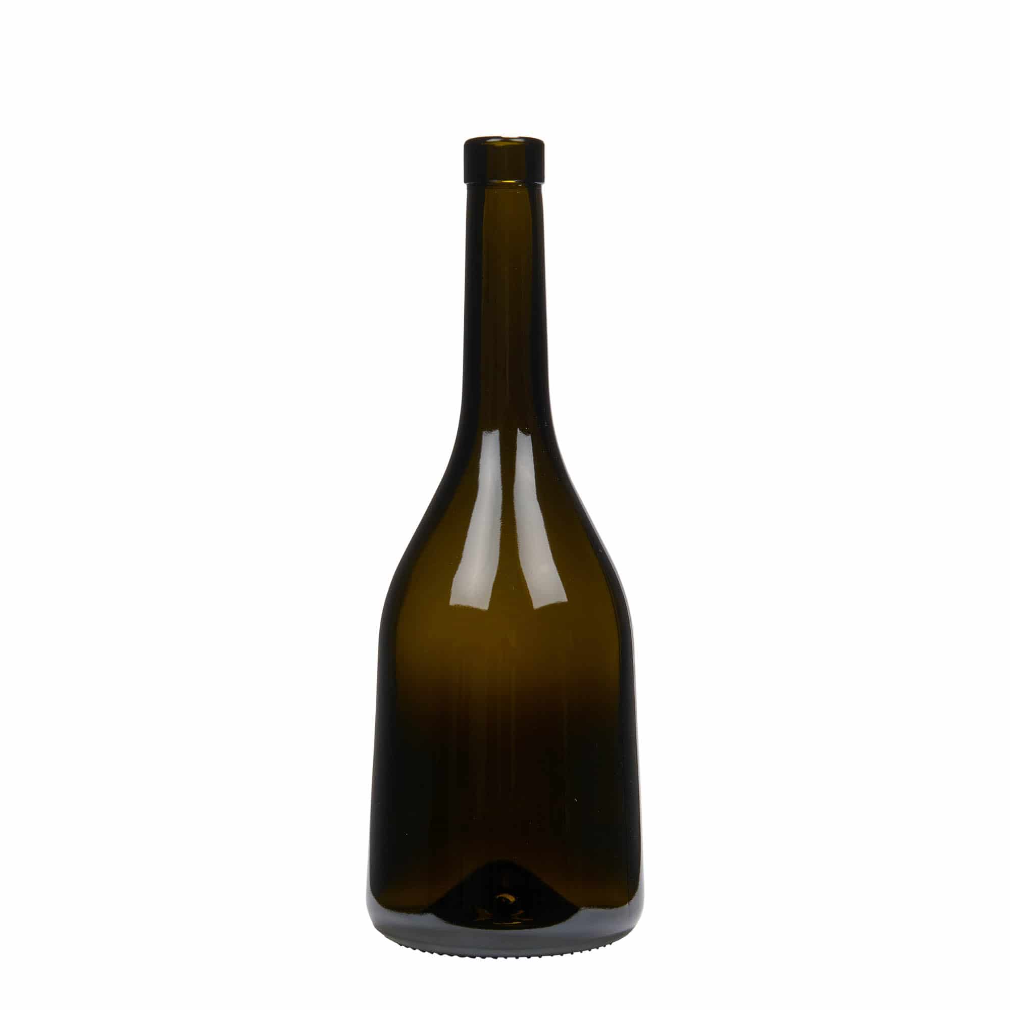 750 ml lasipullo 'Rustica', antiikinvihreä, suu: korkki