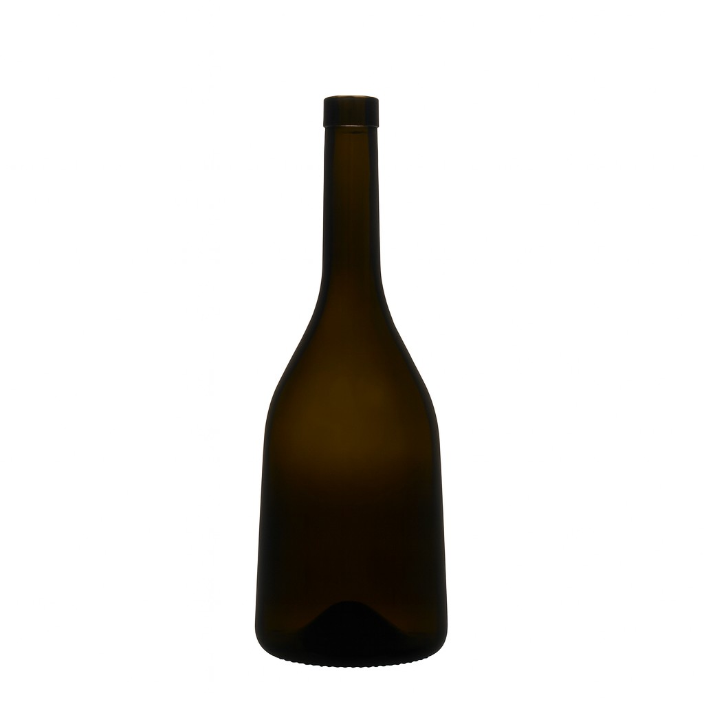 750 ml lasipullo ”Rustica”, antiikkivihreä, suuaukko: korkki