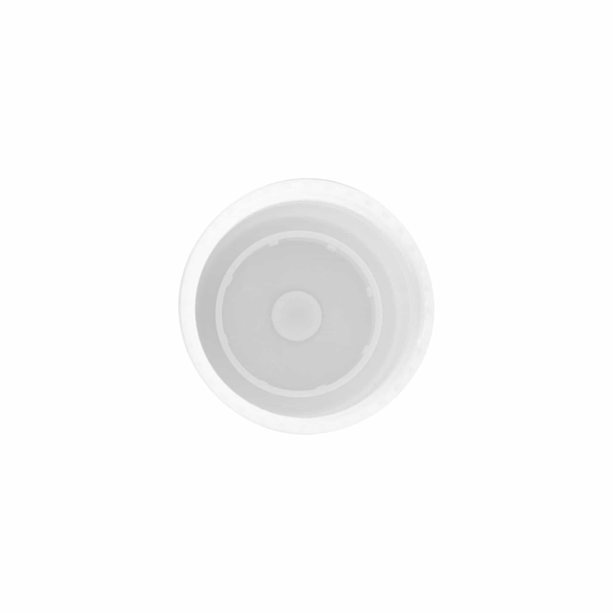 Korkki 50 ml Roll-On-pullolle, PP-muovi, valk., suu: Kierrekorkki