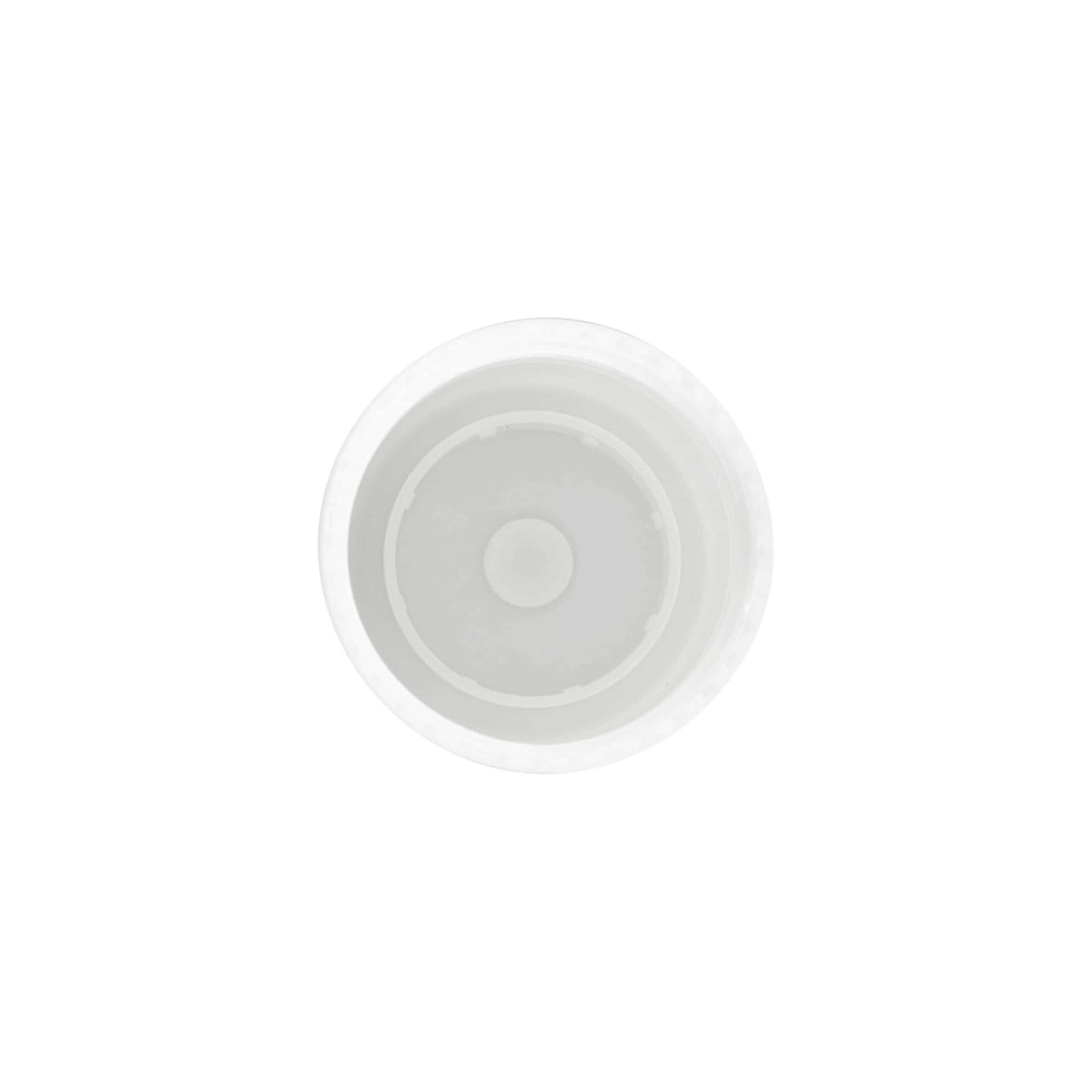 Korkki 50 ml roll-on-pulloon, PP-muovia, valkoinen, suukappaleelle: ruuvikorkki