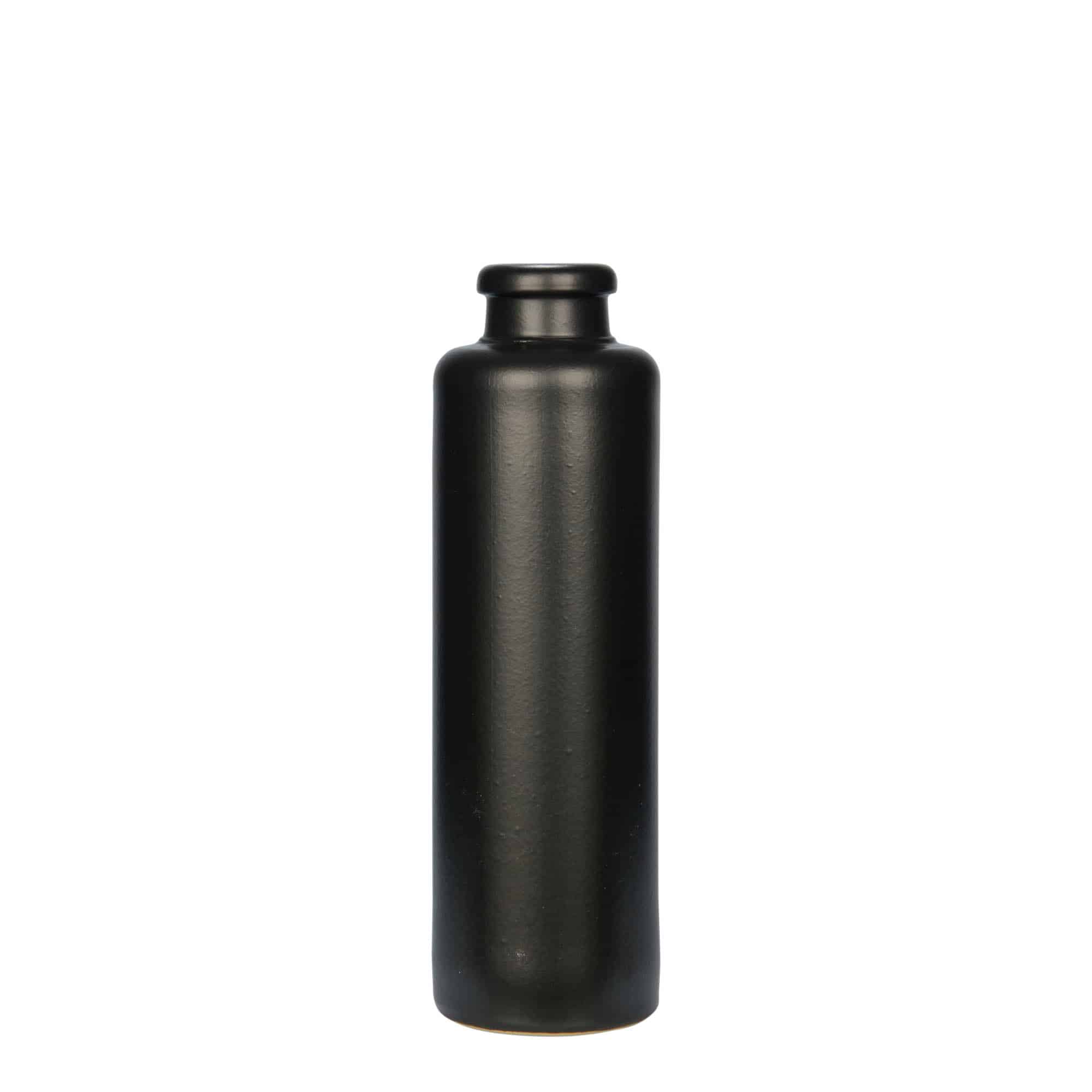 200 ml saviruukku, kivitavara, musta, suuaukko: korkki
