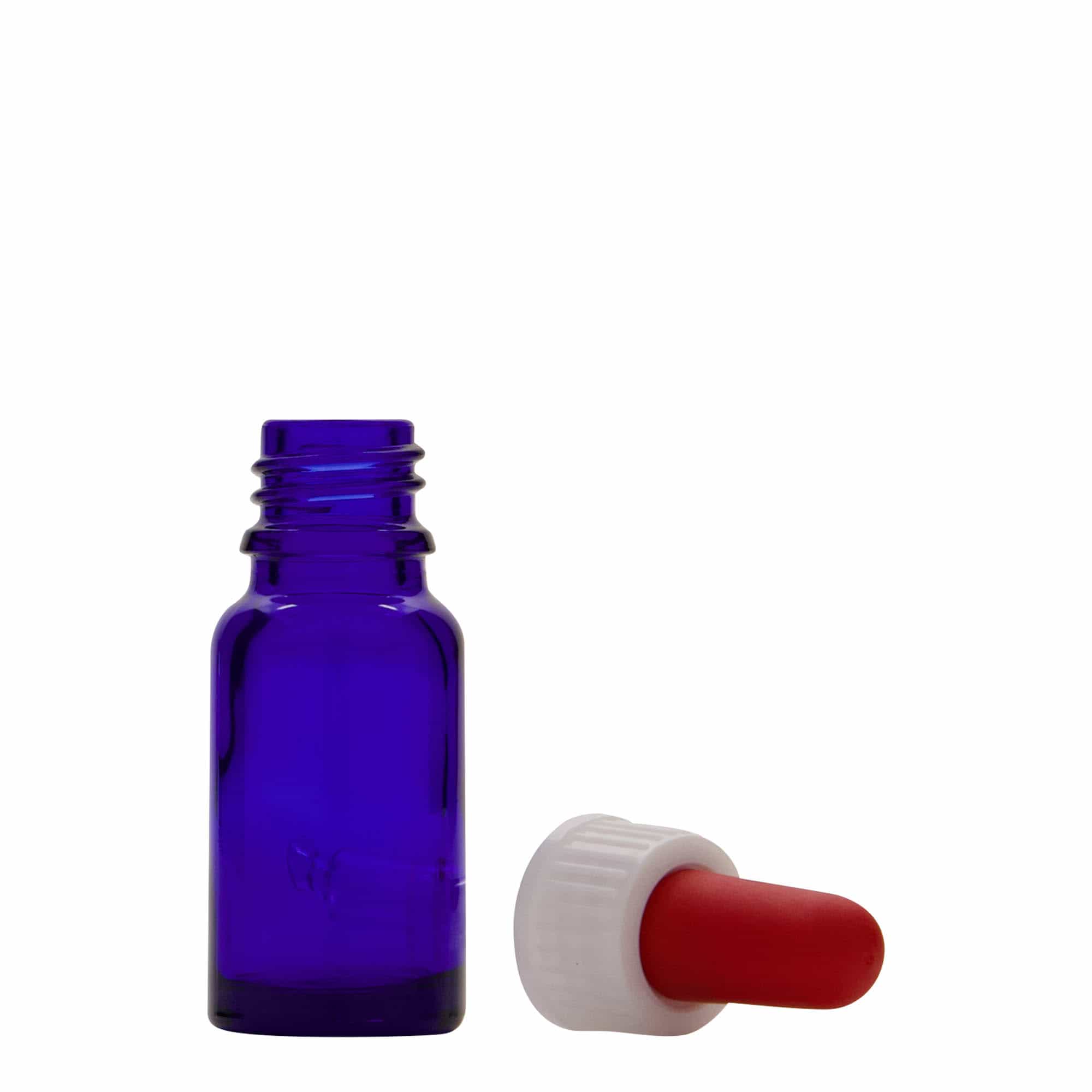10 ml lääke-pipettipullo, lasia, kuninkaansininen-punainen, suuaukko: DIN 18