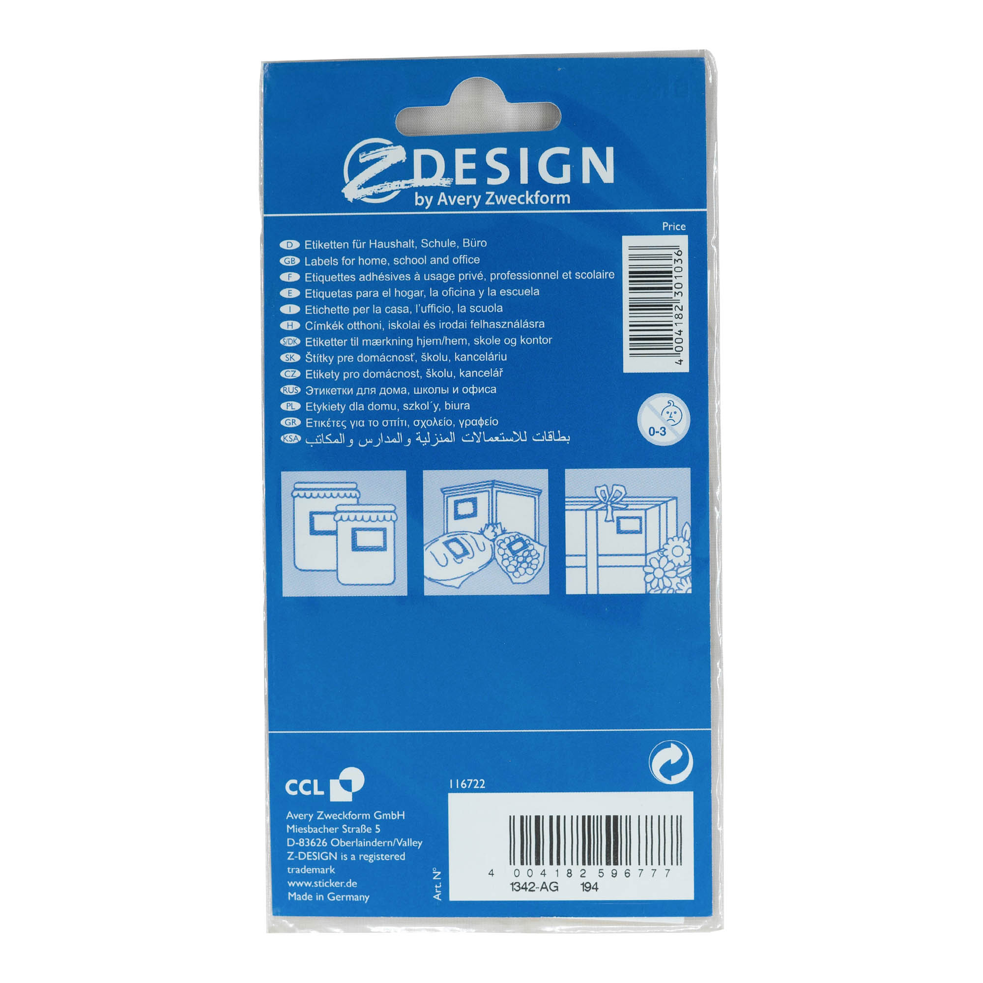 Zweckform-tarrat 'Hedelmäkori', suorakaide, paperi, monivärinen