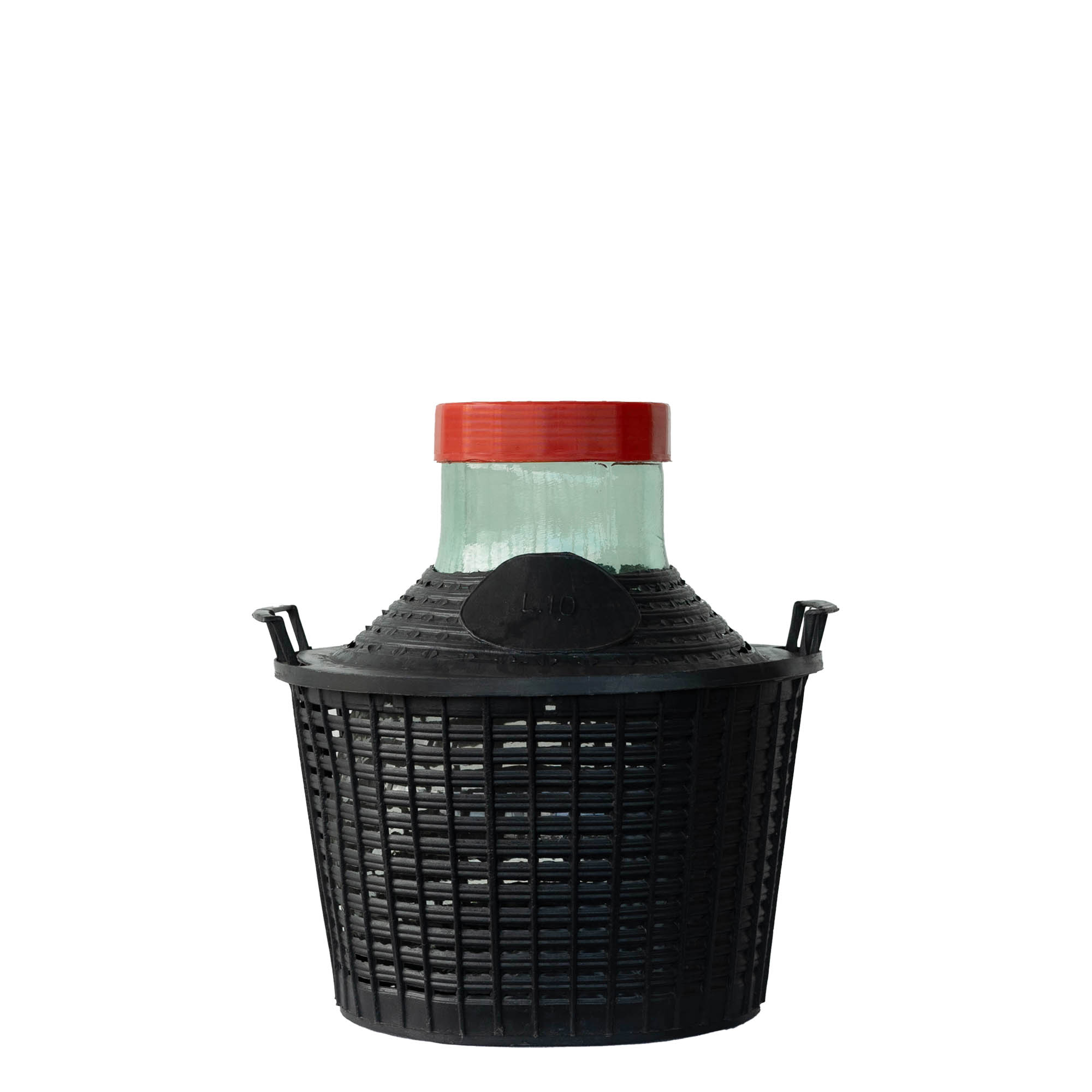 10 l pallopullo leveällä suulla, lasia, suuaukko: kierrekorkki