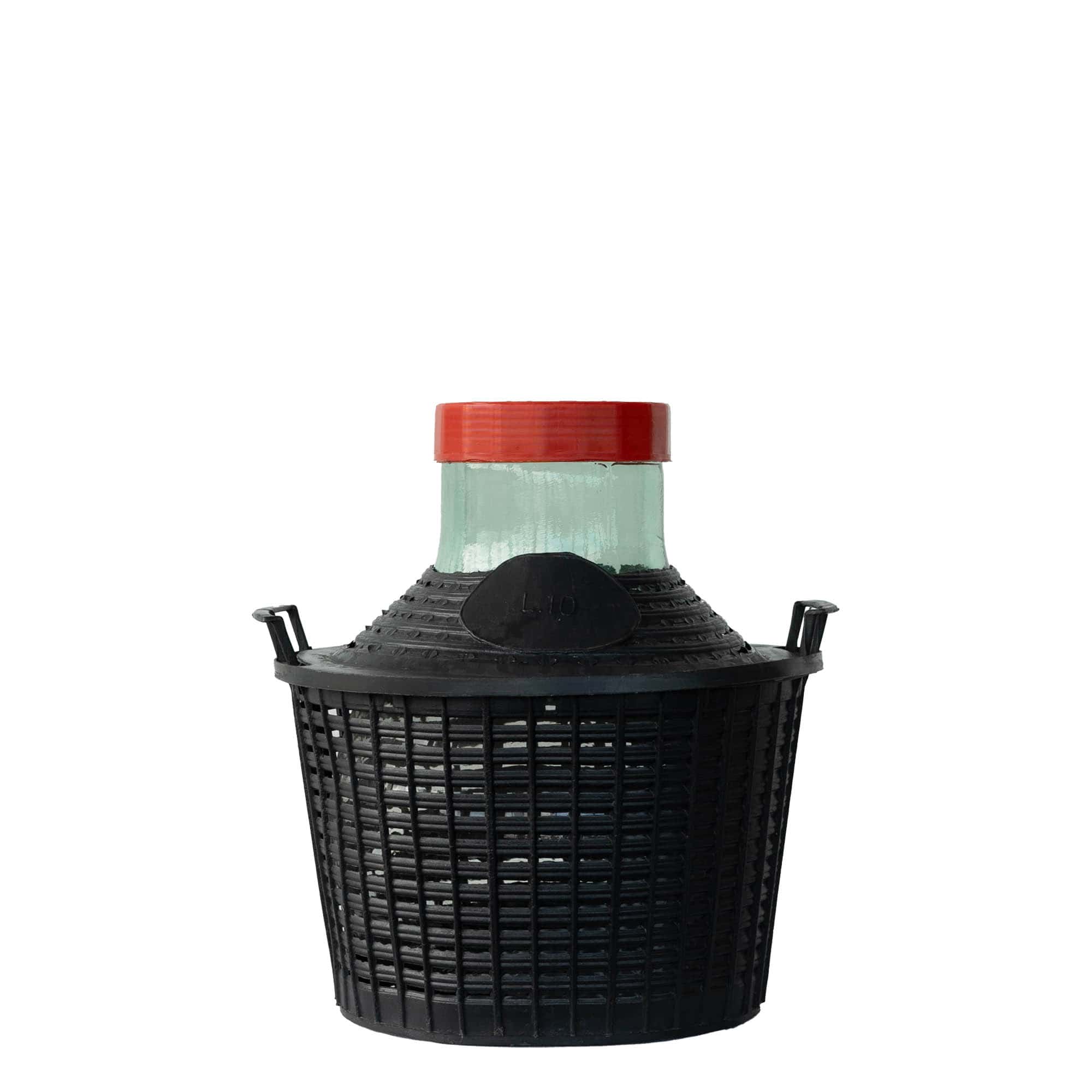 10 l pallopullo leveällä suulla, lasia, suuaukko: kierrekorkki