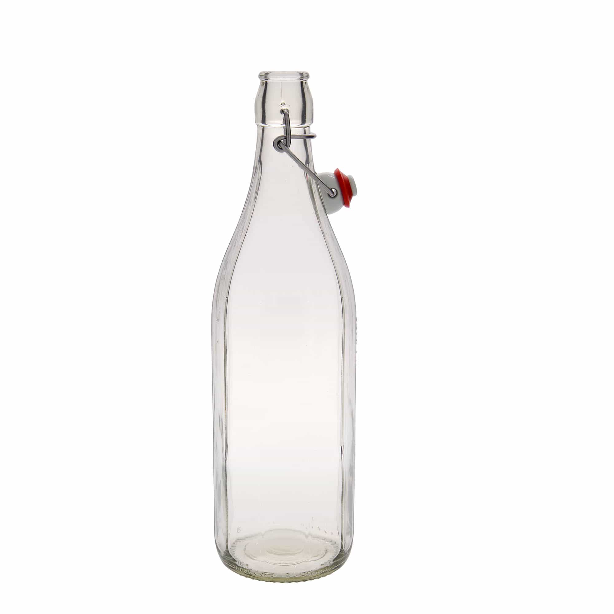 1 000 ml lasipullo 'Bravo' #, kymmenkulmainen, suuaukko: saranakorkki