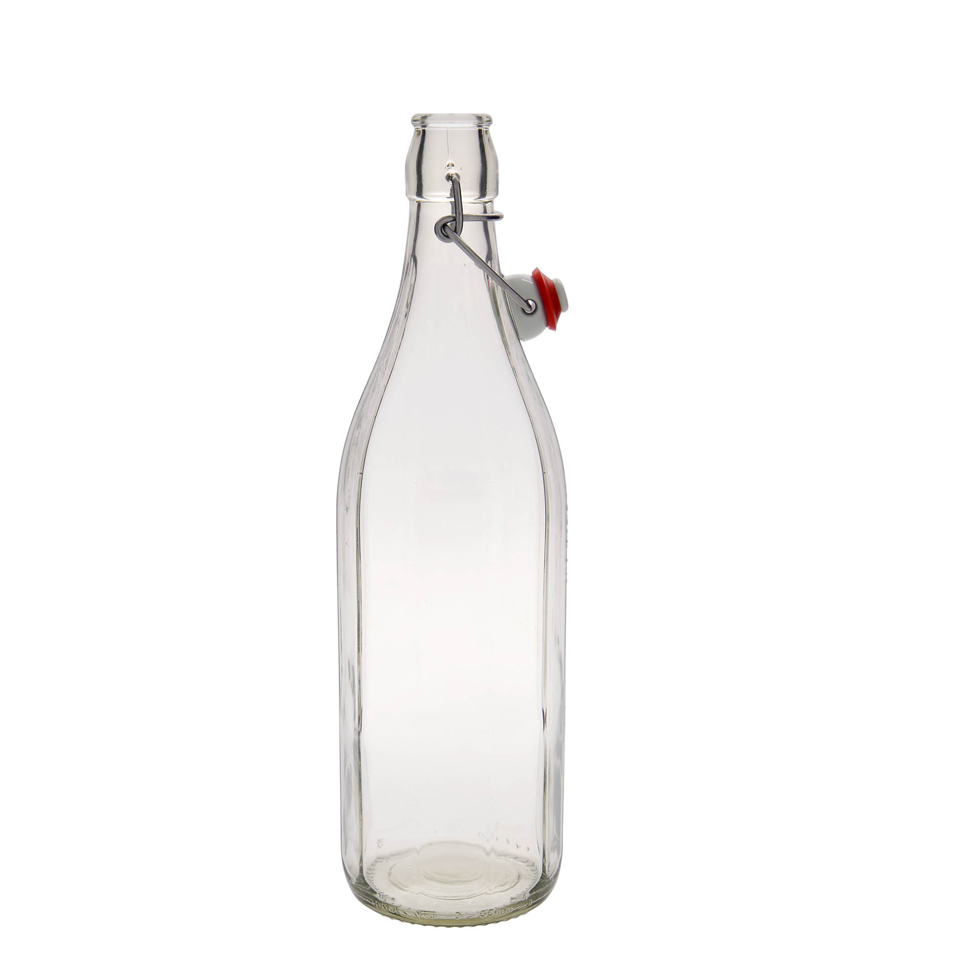 1 000 ml lasipullo ”Bravo”, kymmenkulmainen, suuaukko: saranakorkki