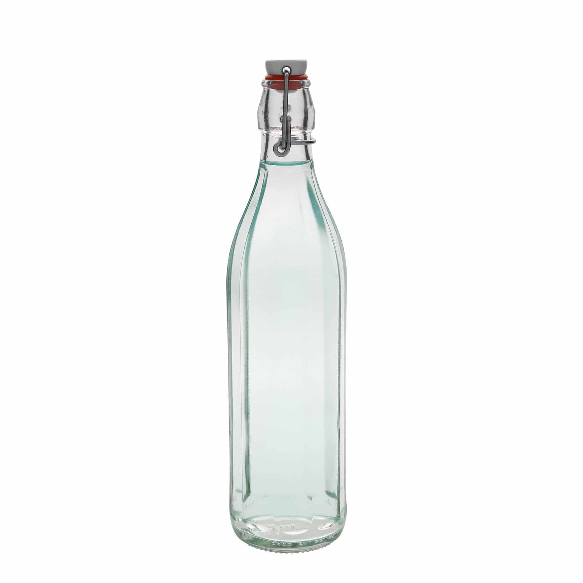 750 ml lasipullo ”Bravo”, kymmenkulmainen, suuaukko: lukittava kannellinen