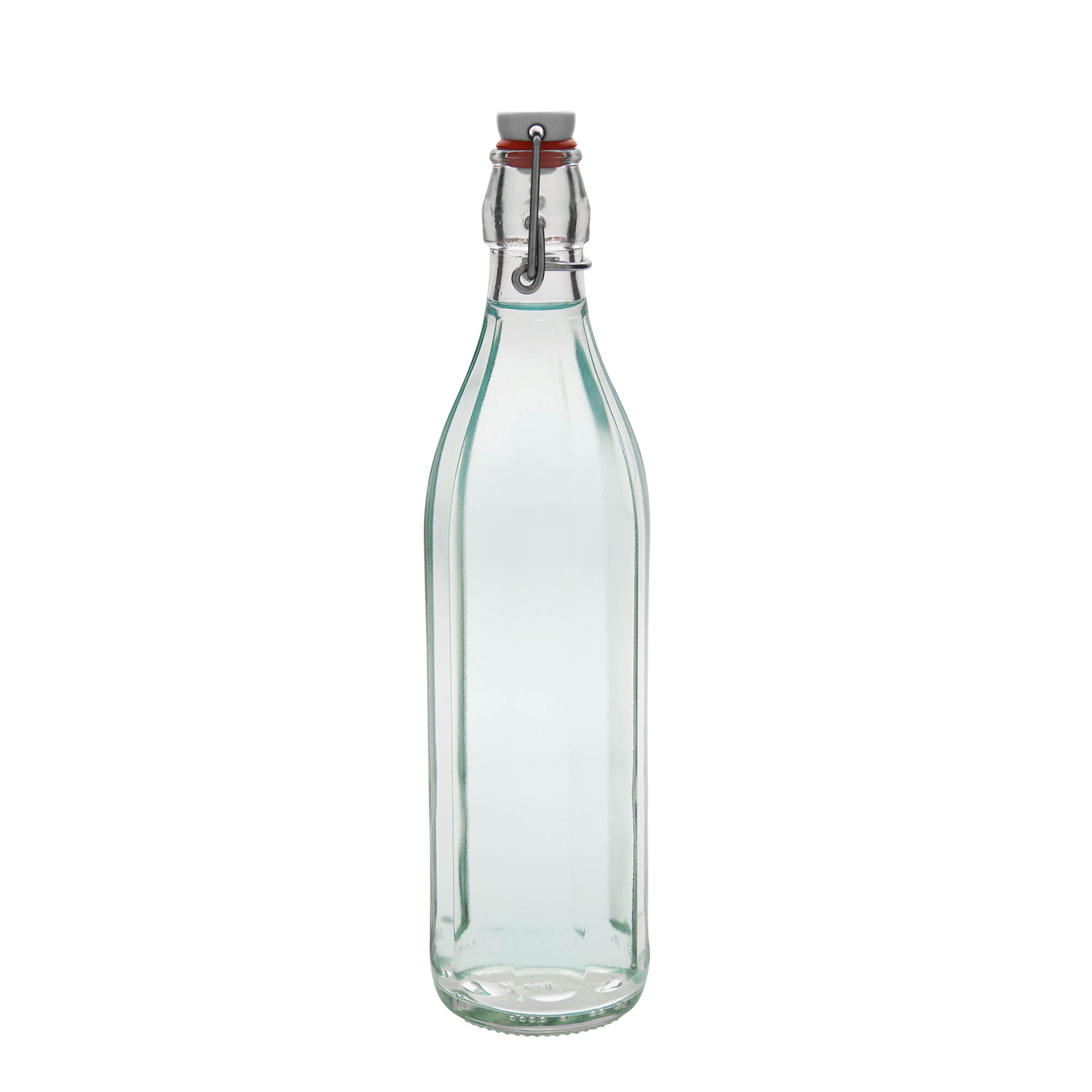750 ml lasipullo ”Bravo”, kymmenkulmainen, suuaukko: lukittava kannellinen