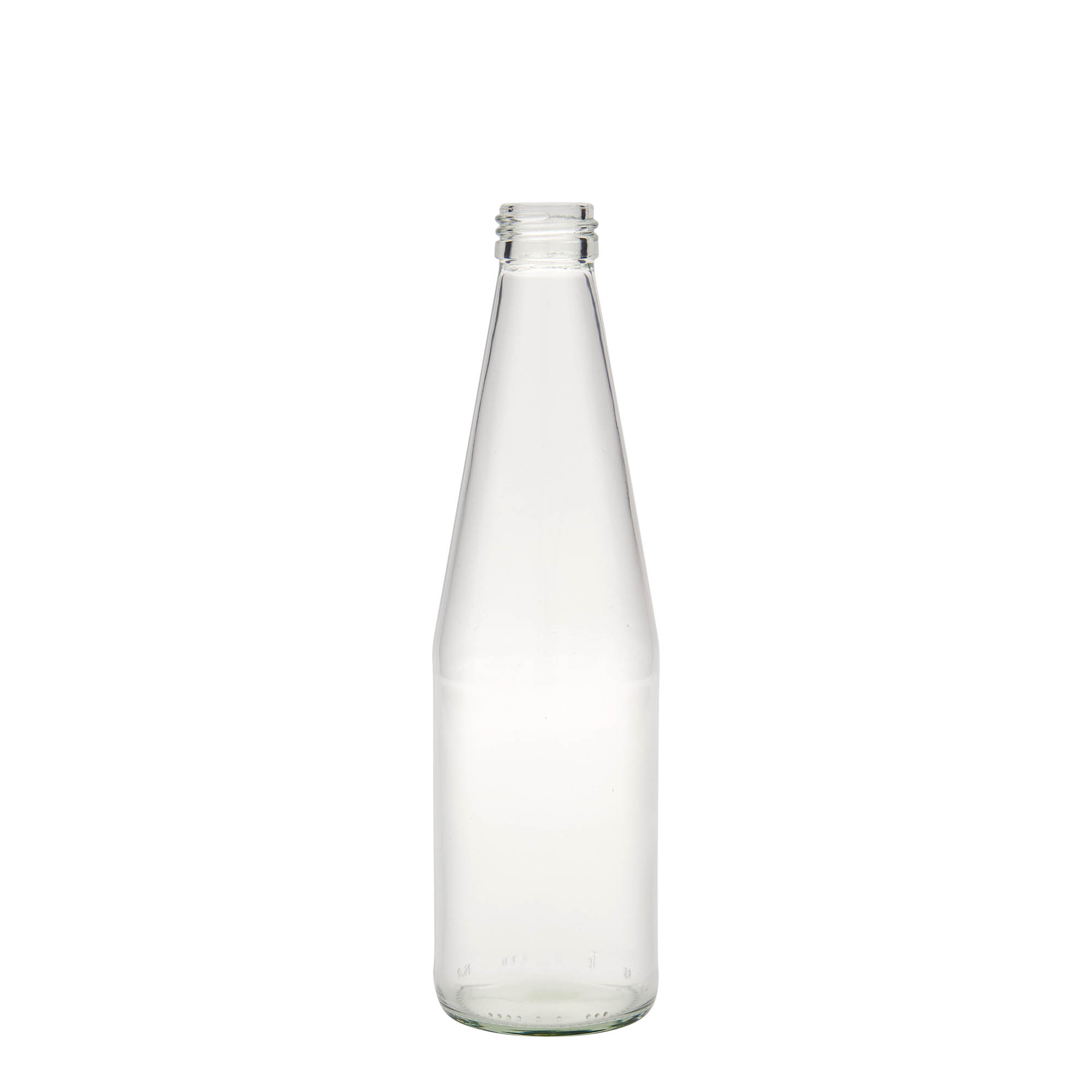 330 ml universaalipullo porkkananmuotoinen, lasia, suuaukko: PP 28 330 ml universaalipullo porkkananmuotoinen, lasia, suuaukko: PP 28