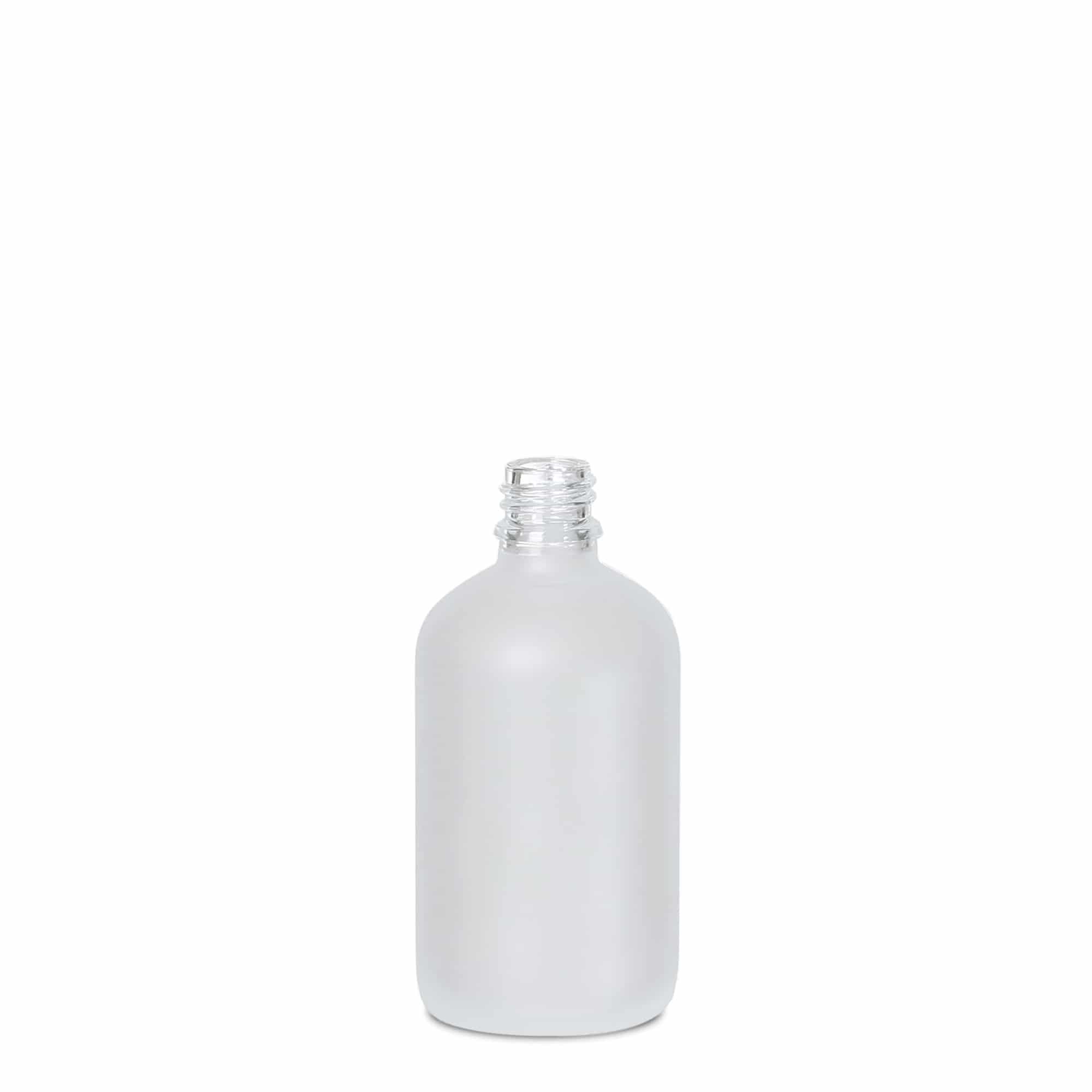 100 ml lääke pullo, lasia, huurrettu, suuaukko: DIN 18