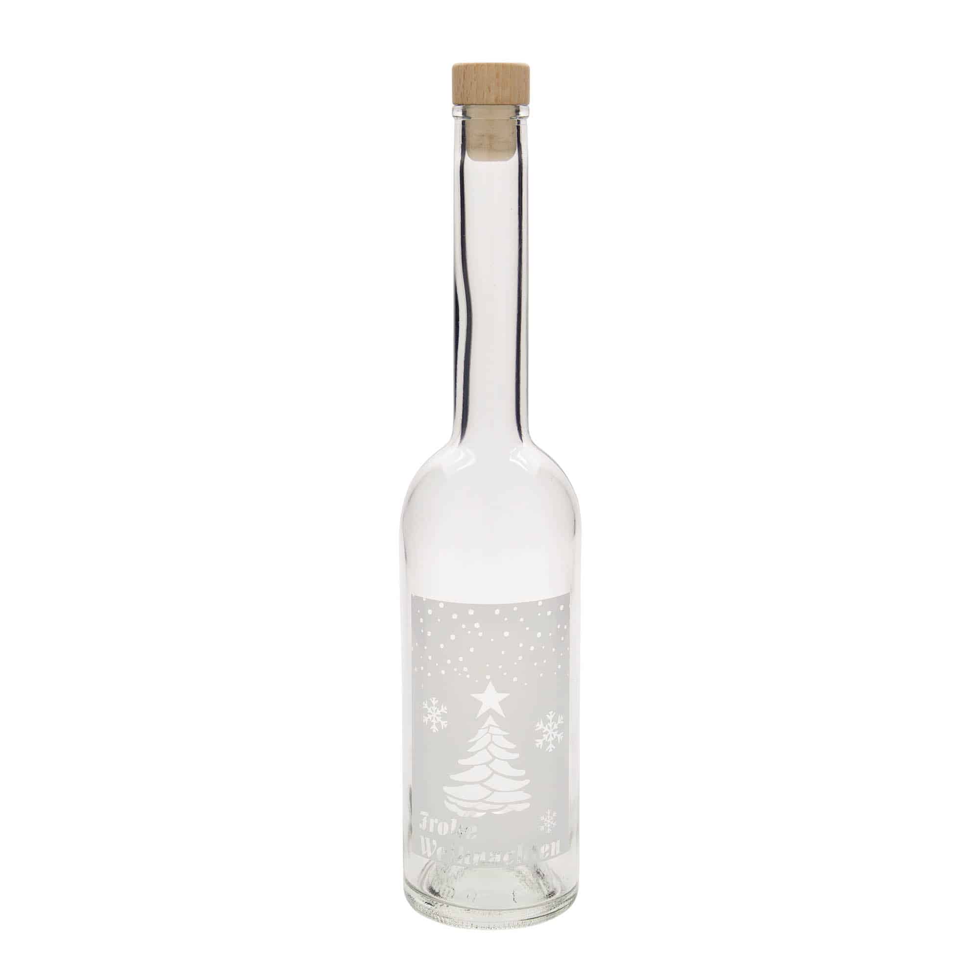 500 ml lasipullo 'Ooppera', kuvio: valk. joulu, suu: korkki