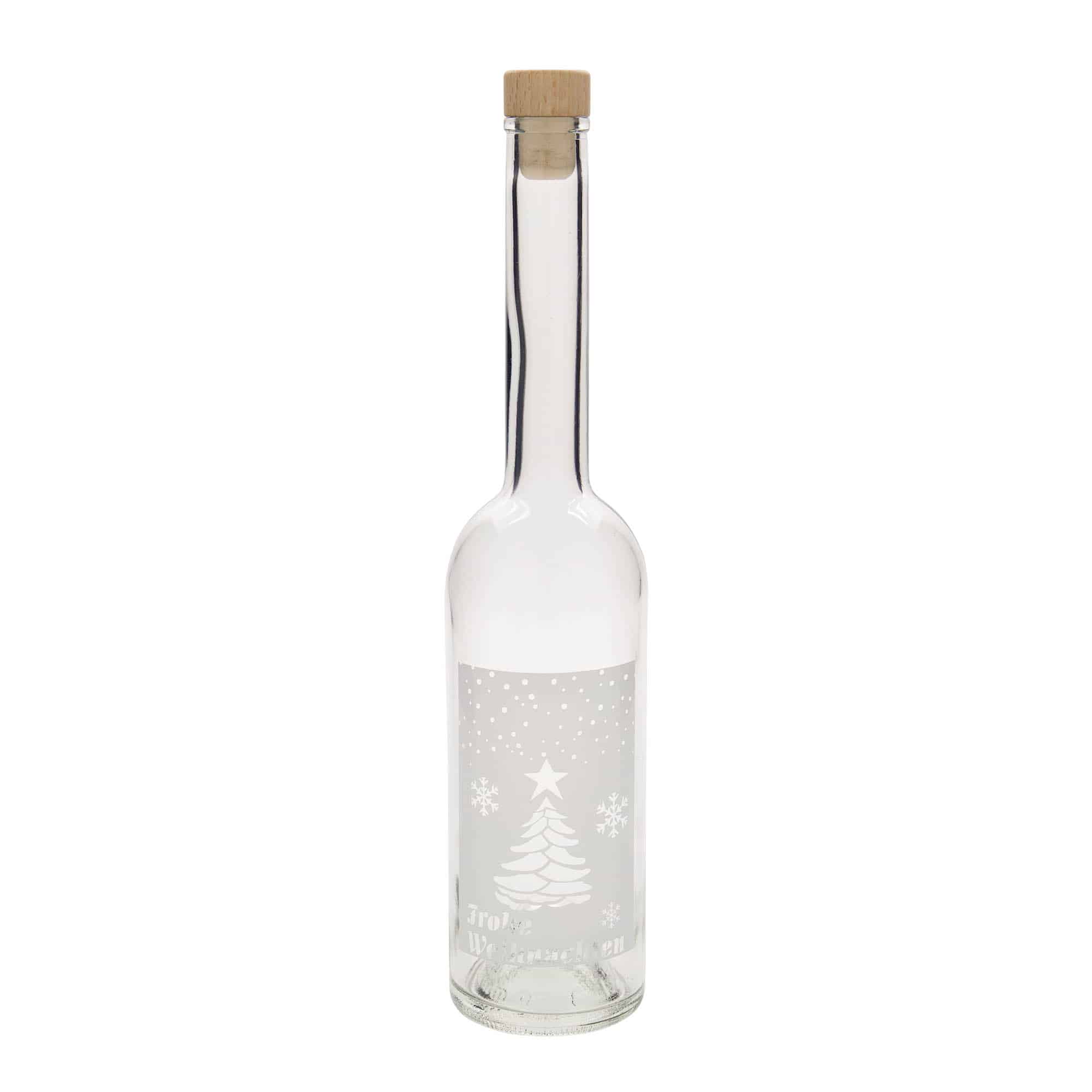 500 ml lasipullo 'Opera', koriste: Valkoiset joulut, suuaukko: korkki