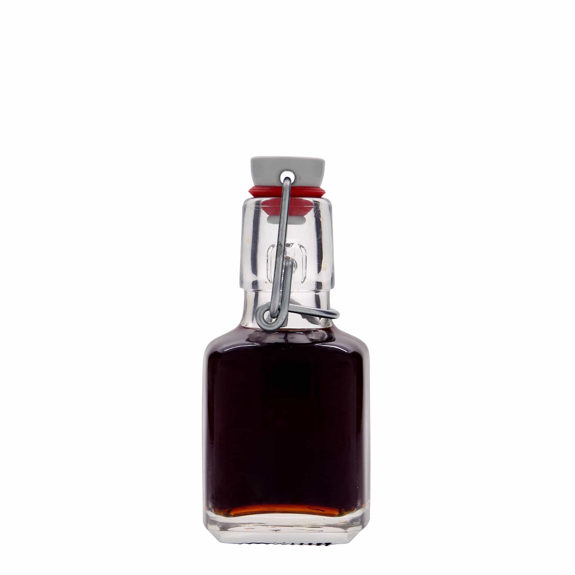 100 ml lasipullo 'Kubica', neliö, suu: patenttikorkki