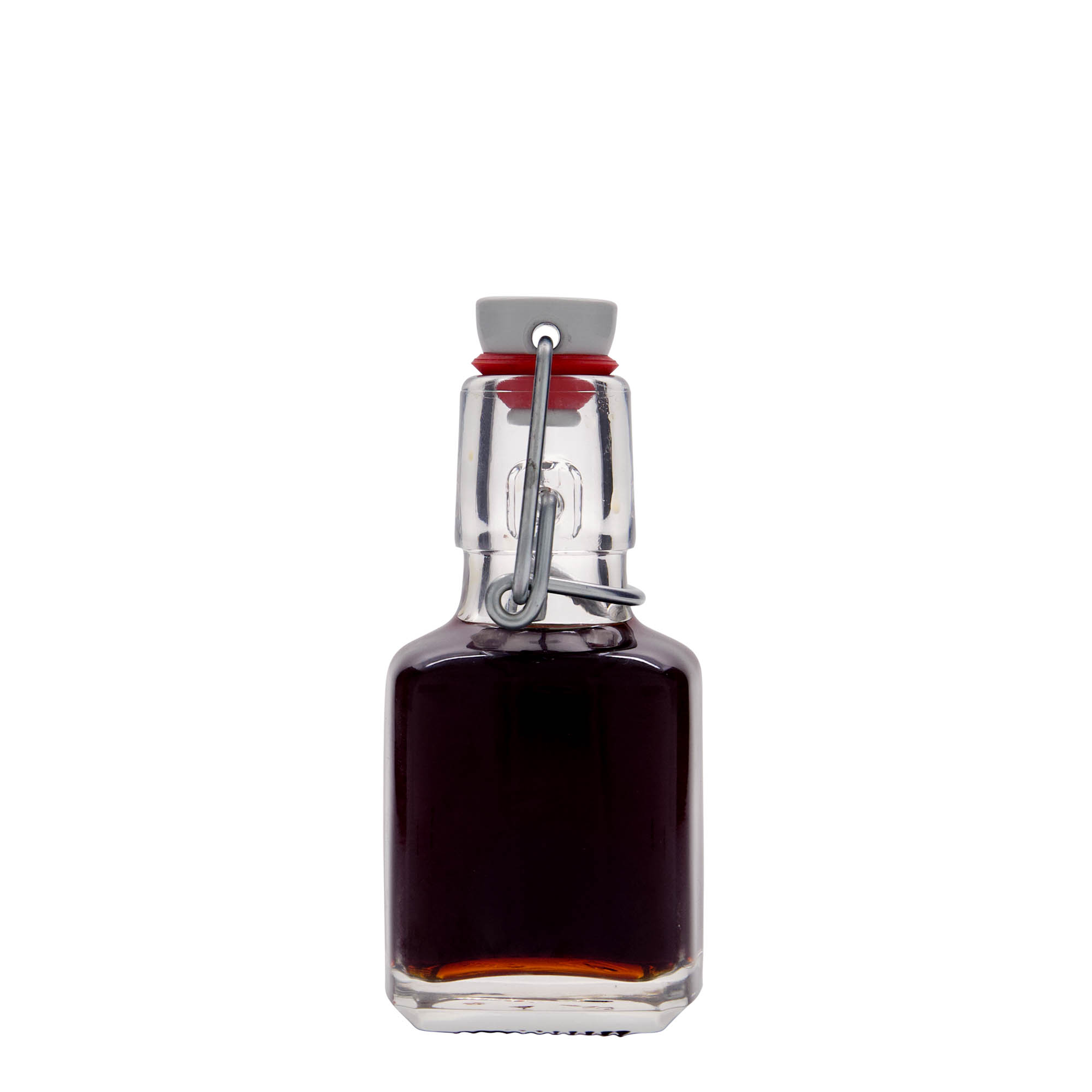 100 ml lasipullo 'Kubica', nelikulmainen, suuaukko: lukituskorkki