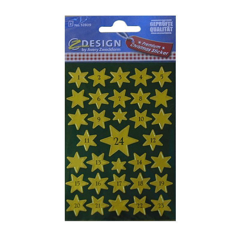 Zweckform-tarrat 'Adventtikalenteri 1-24', paperi, kulta