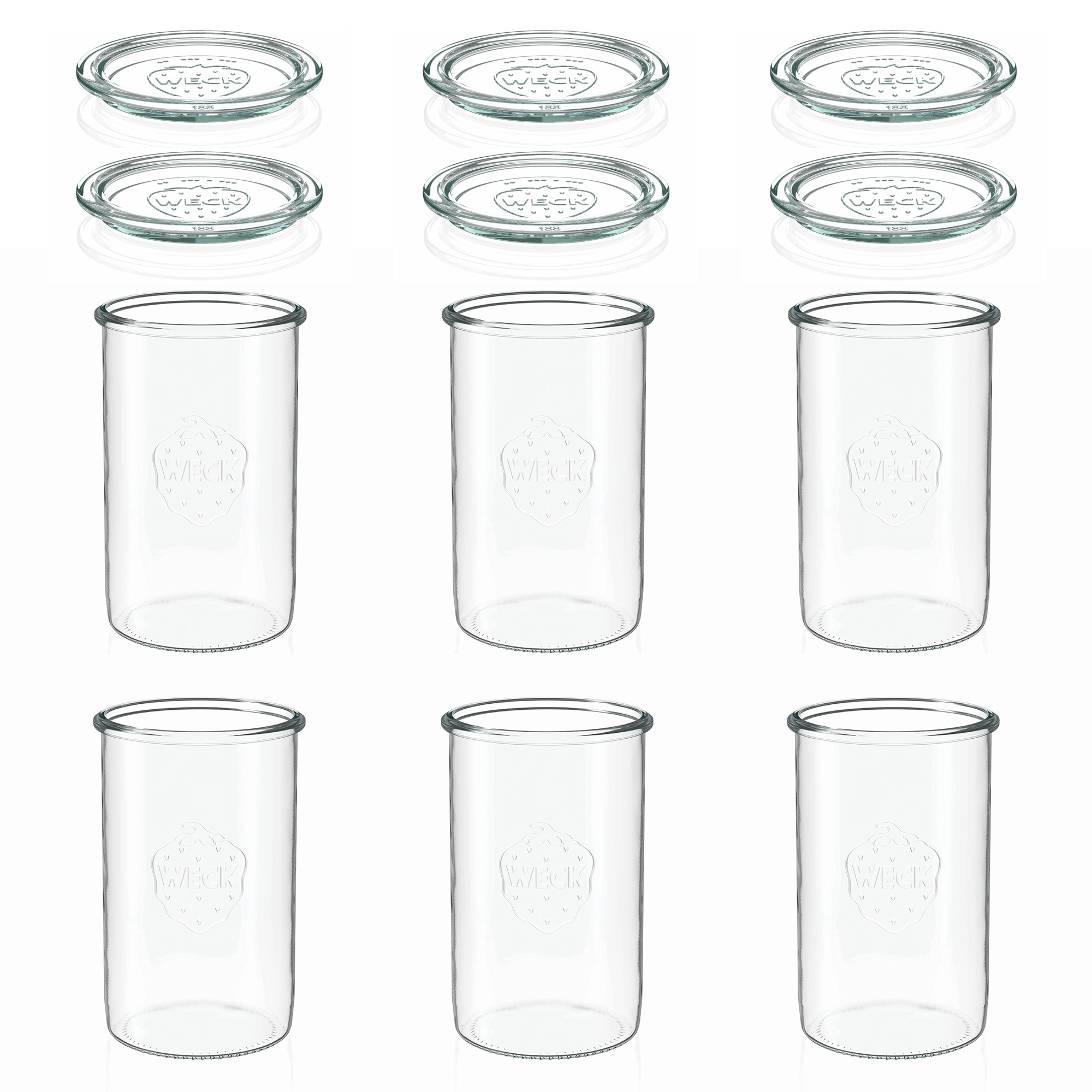 6x 1000 ml WECK-kaatopurkki lasikannella RR 100