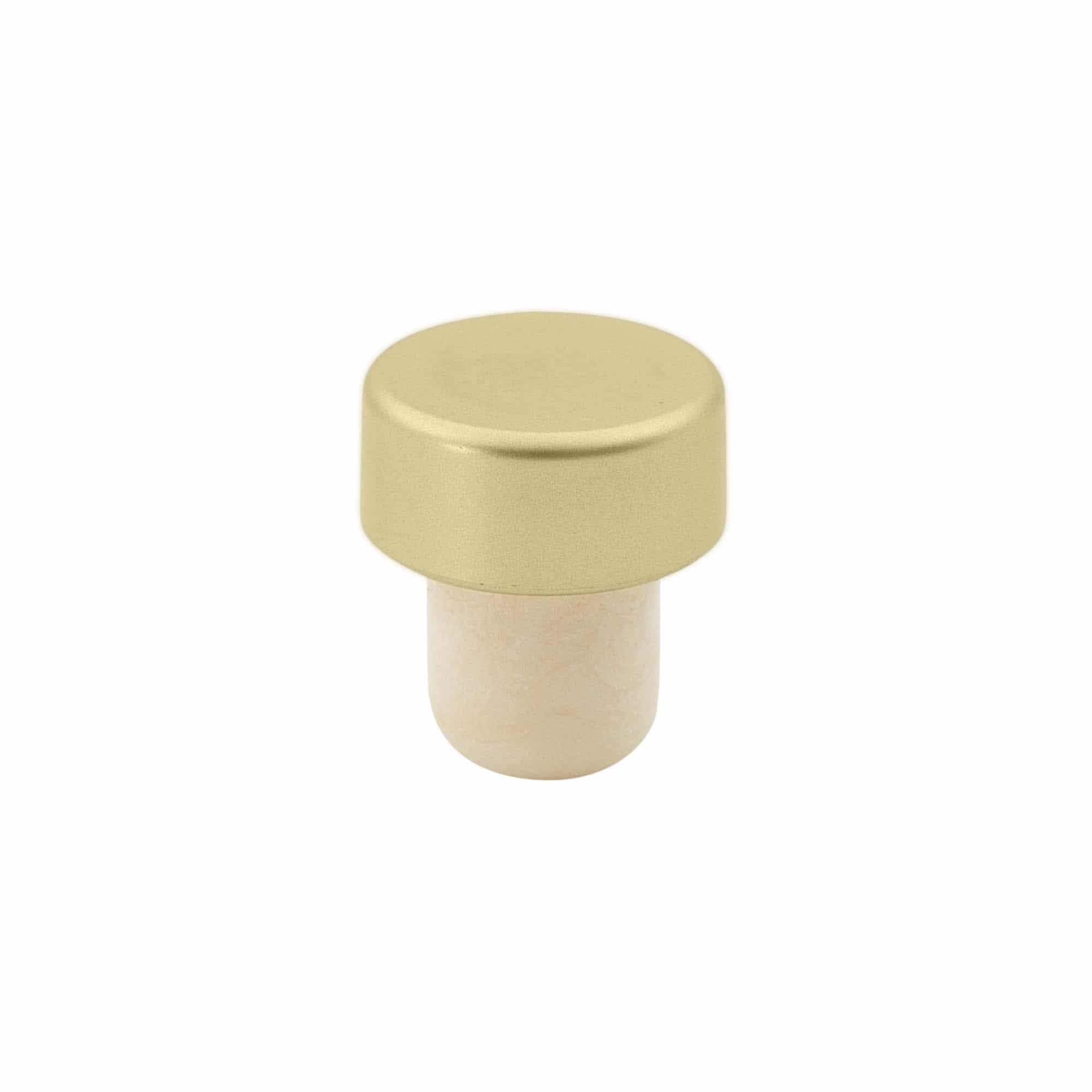 Kahvakorkki 19 mm, muovia, kulta, suulle: korkki