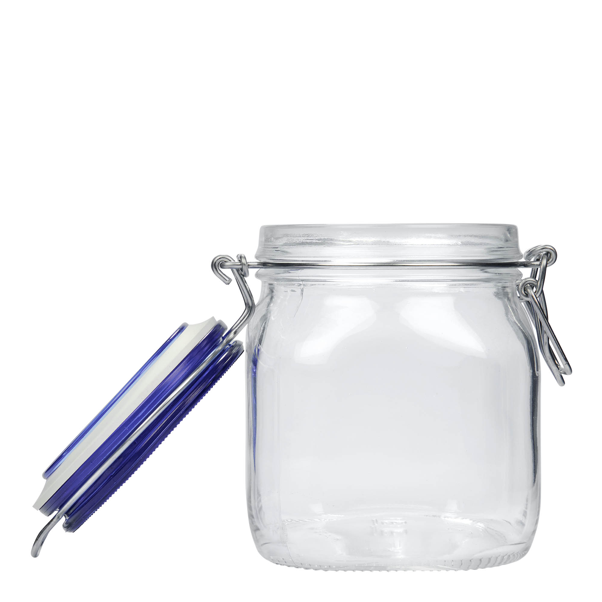 750 ml lankalukollinen purkki 'Fido' sininen kansi, neliömäinen, suu: lankalukko 750 ml lankalukollinen purkki 'Fido' sininen kansi, neliömäinen, suu: lankalukko