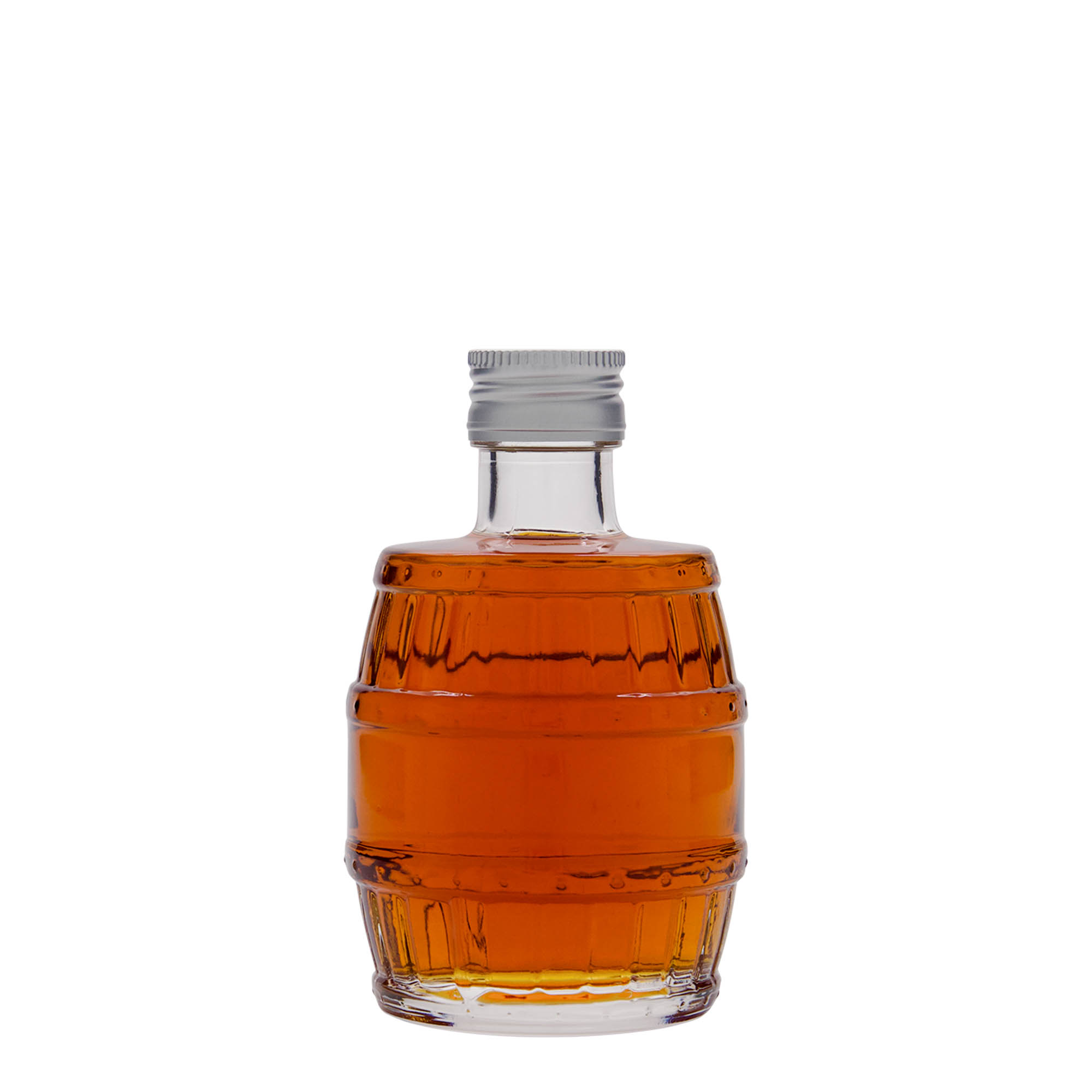 200 ml lasipullo 'tynnyri', suuaukko: PP 28 200 ml lasipullo 'tynnyri', suuaukko: PP 28