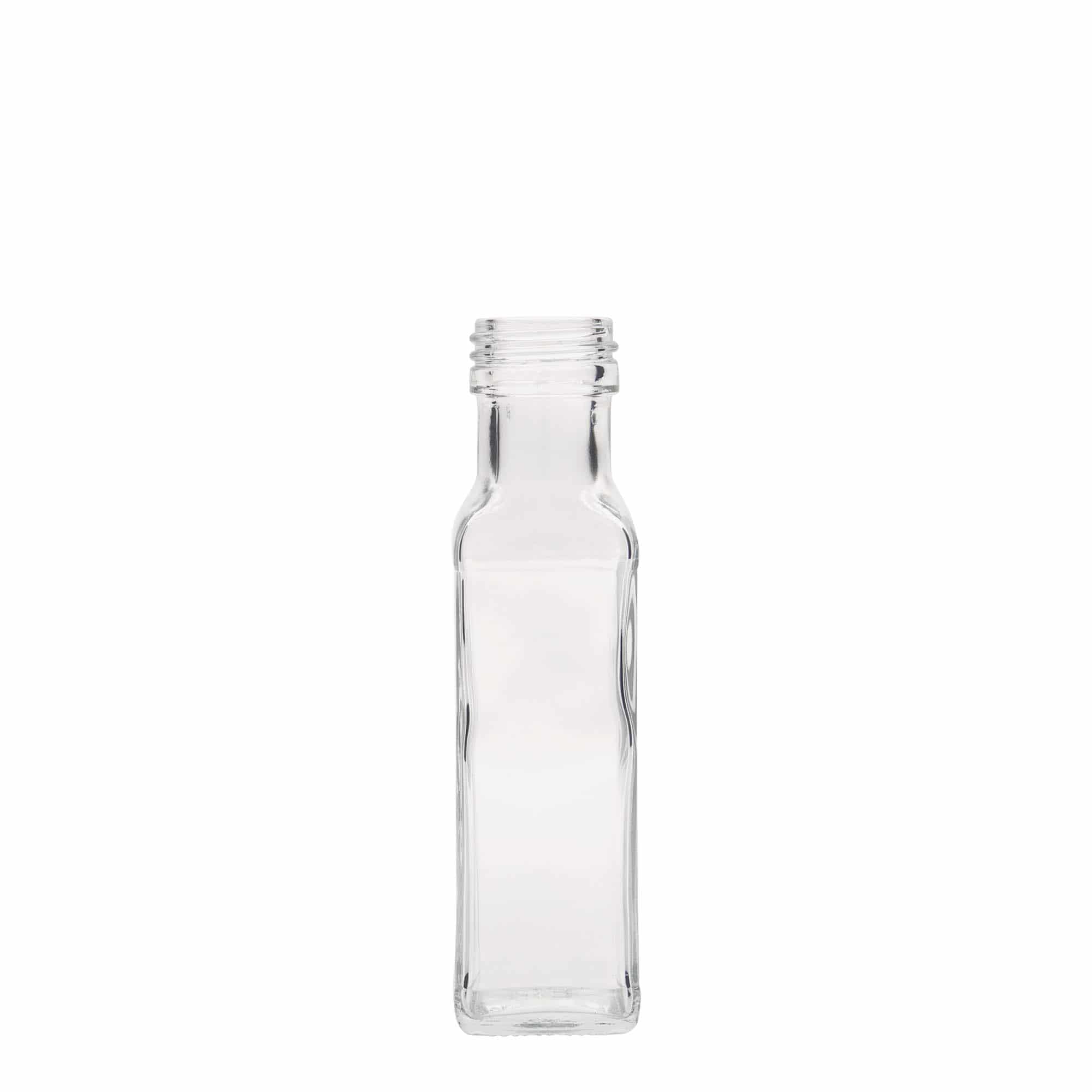 100 ml lasipullo 'Marasca', neliö, suu: PP 31,5 100 ml lasipullo 'Marasca', neliö, suu: PP 31,5