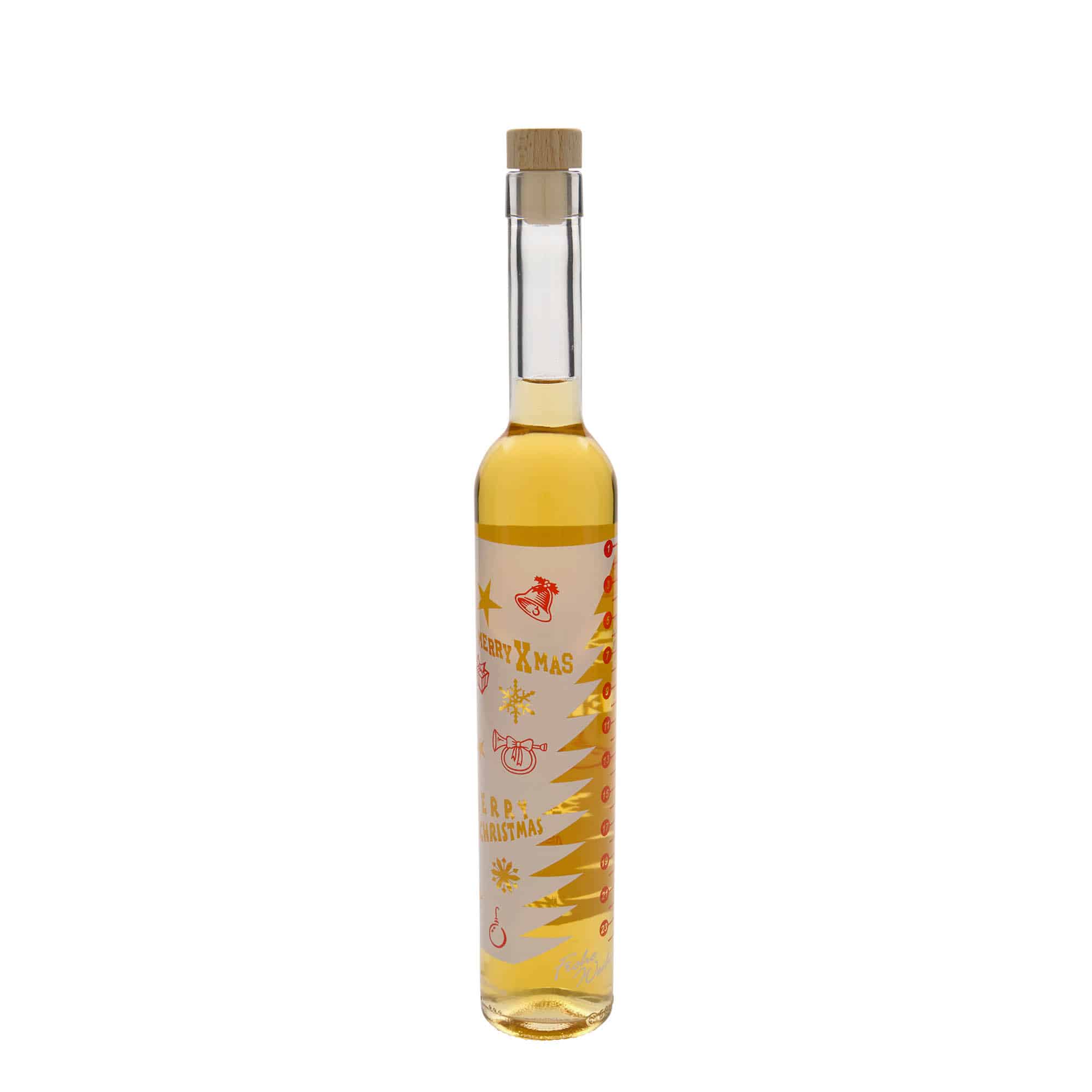 500 ml lasipullo Maximo painettu 'Adventtikalenteri', suuaukko: korkki