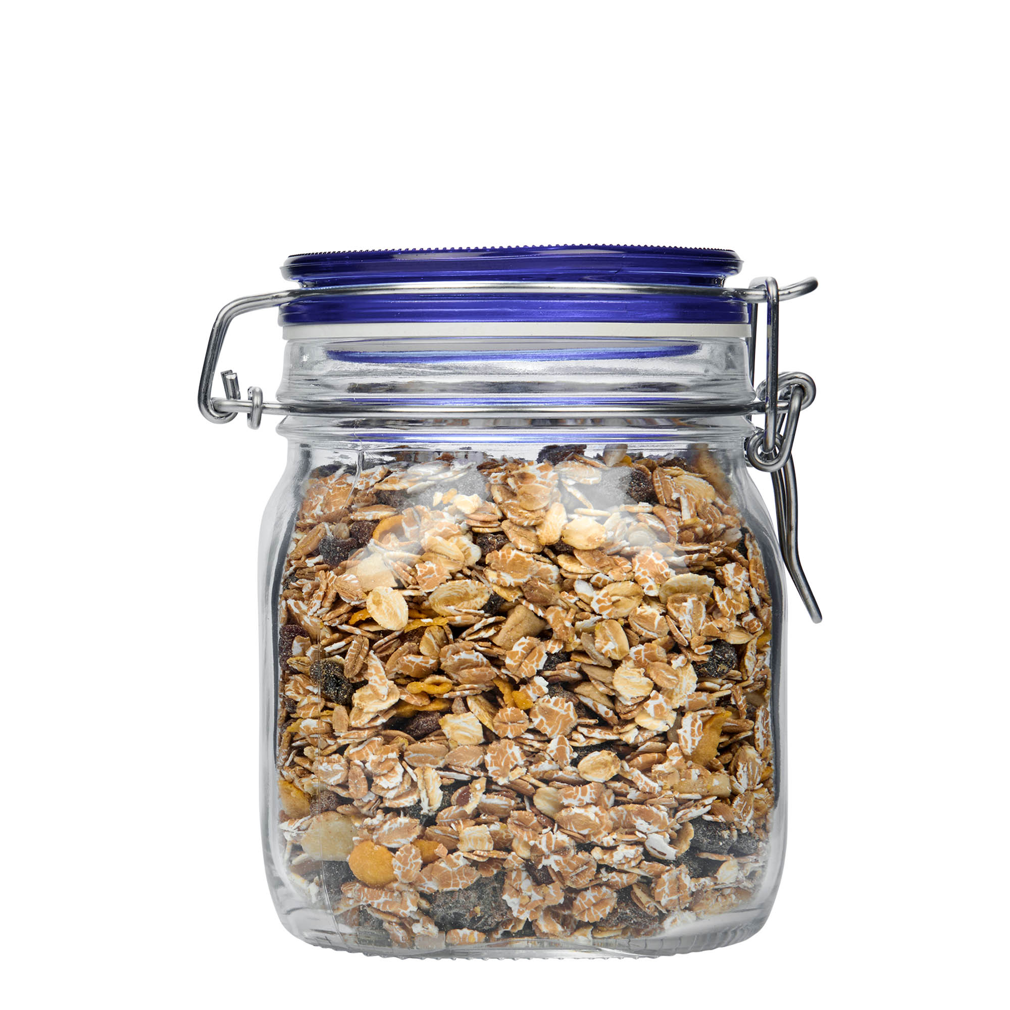 750 ml lankalukollinen purkki 'Fido' sininen kansi, neliömäinen, suu: lankalukko