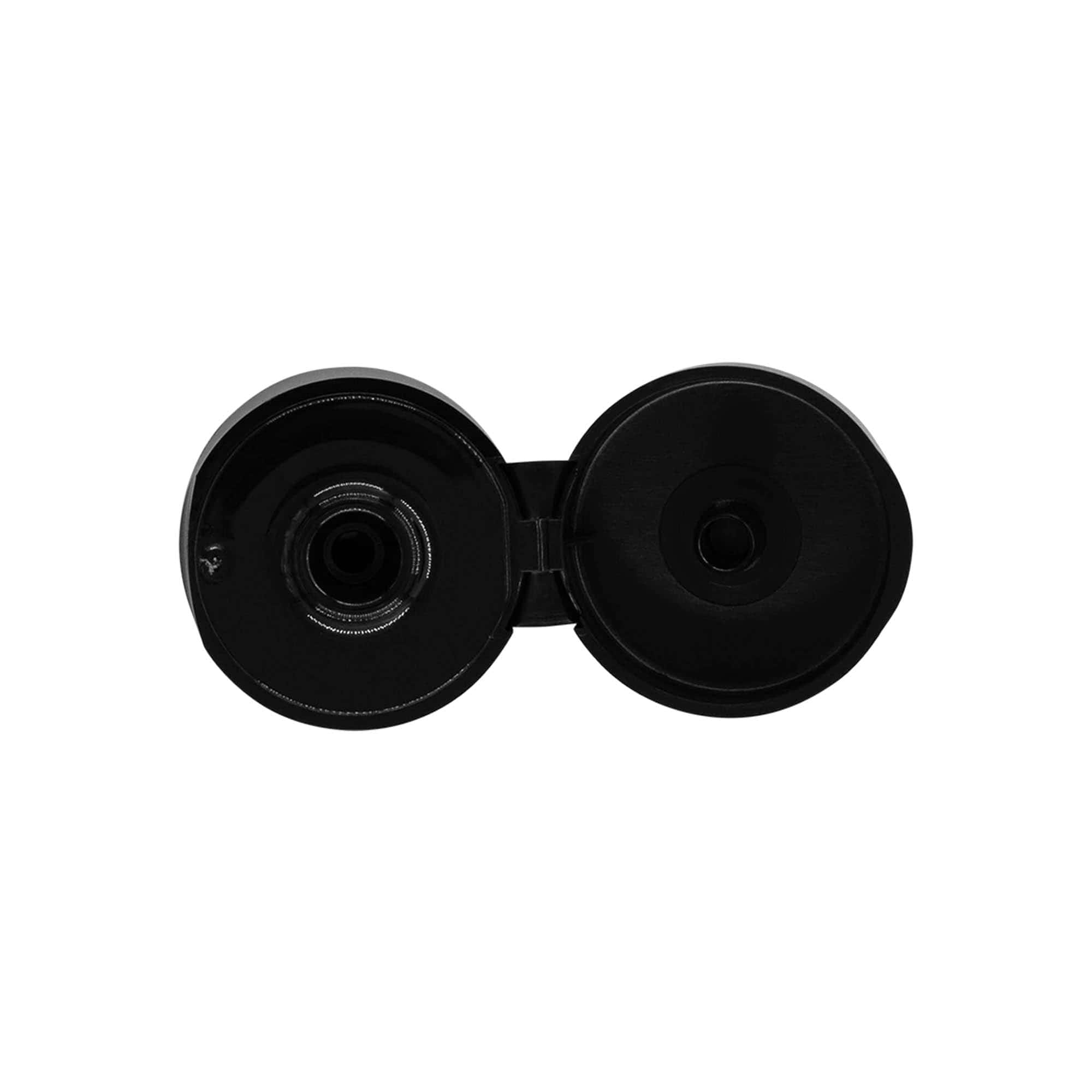 Ruuvikorkki kääntyvällä saranalla, PP-muovia, musta, suulle: 24/410