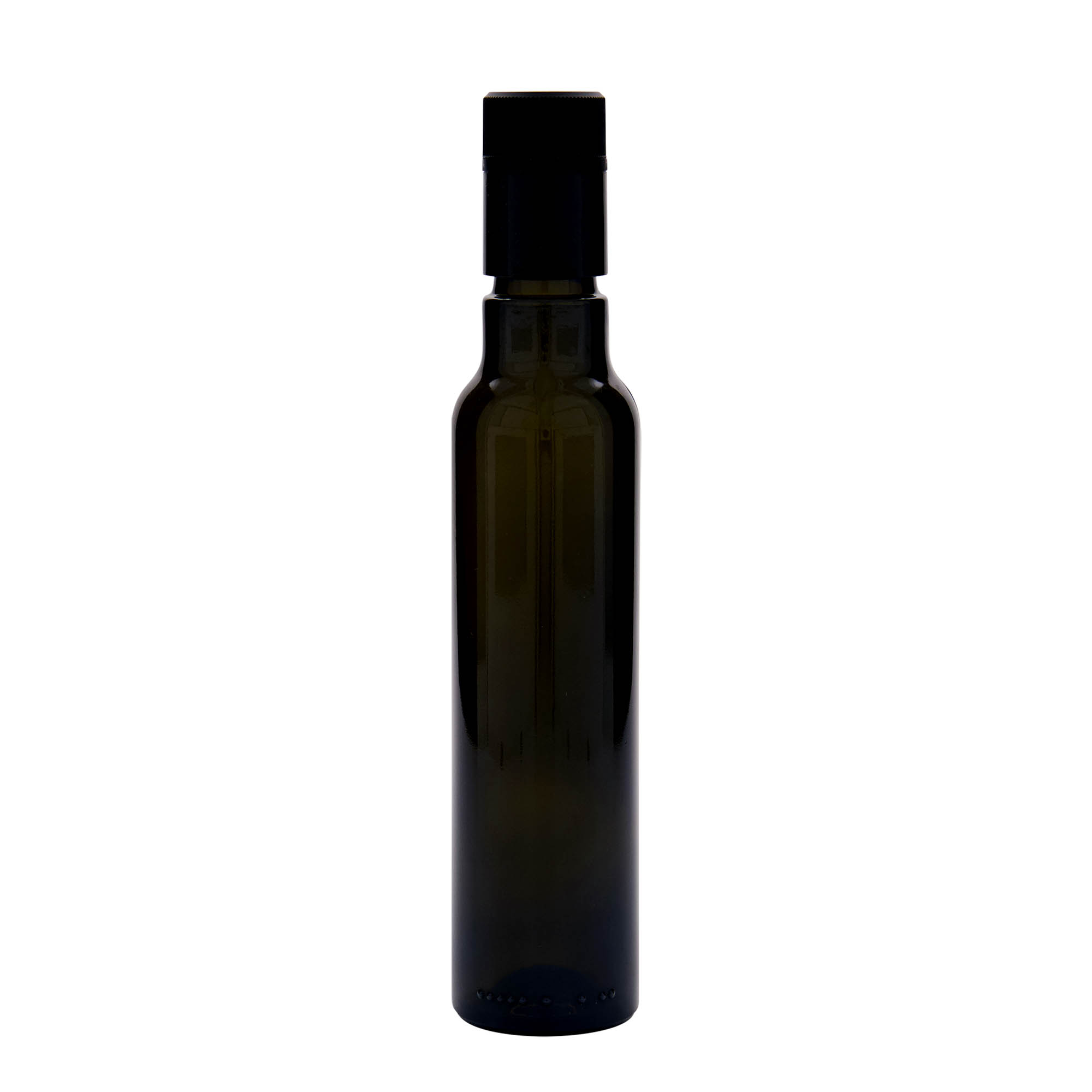 250 ml etikka-/öljypullo ”Willy New”, lasia, antiikkivihreä, suuaukko: DOP