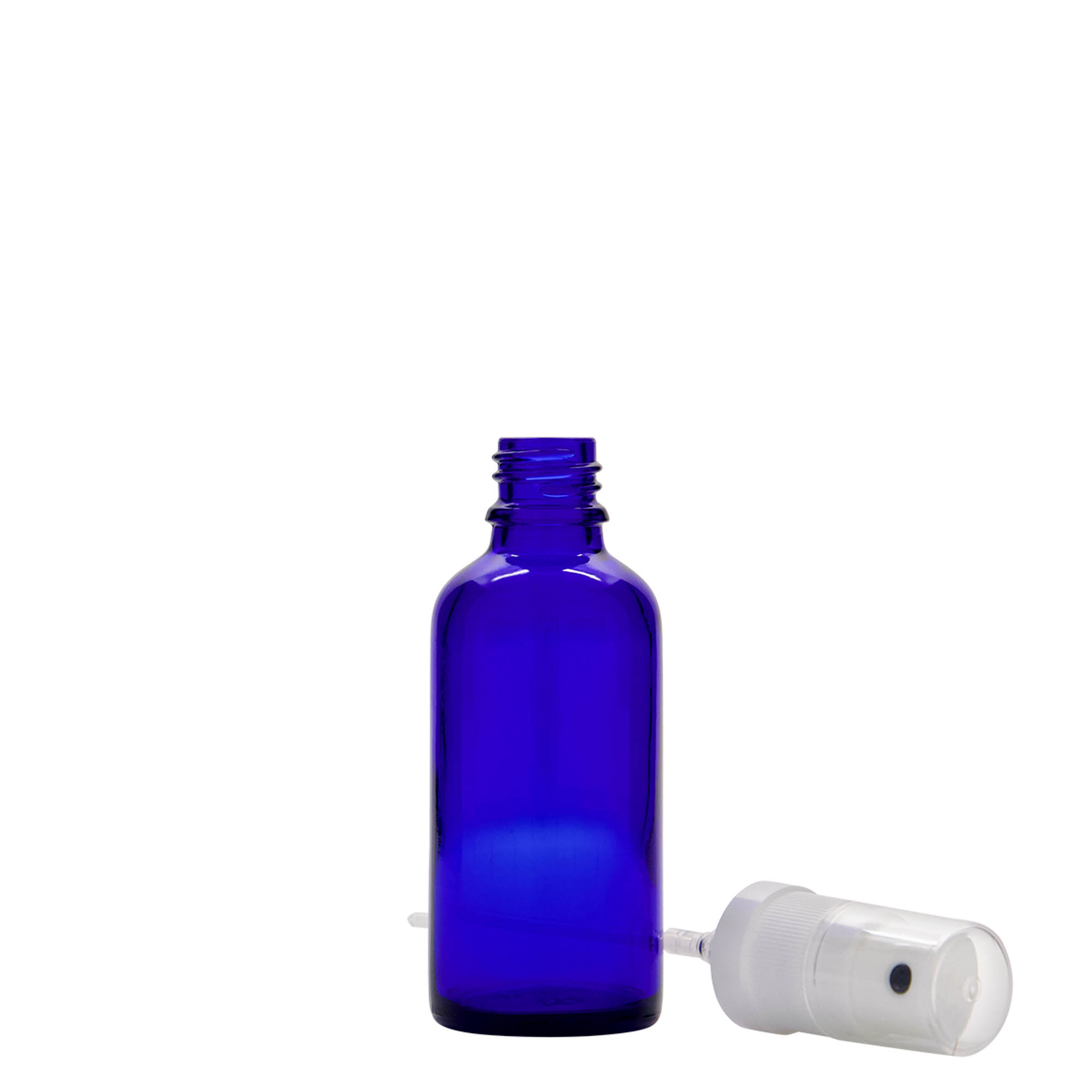50 ml suihkepullo lääketieteellinen, lasi, kuninkaansininen, suuaukko: DIN 18