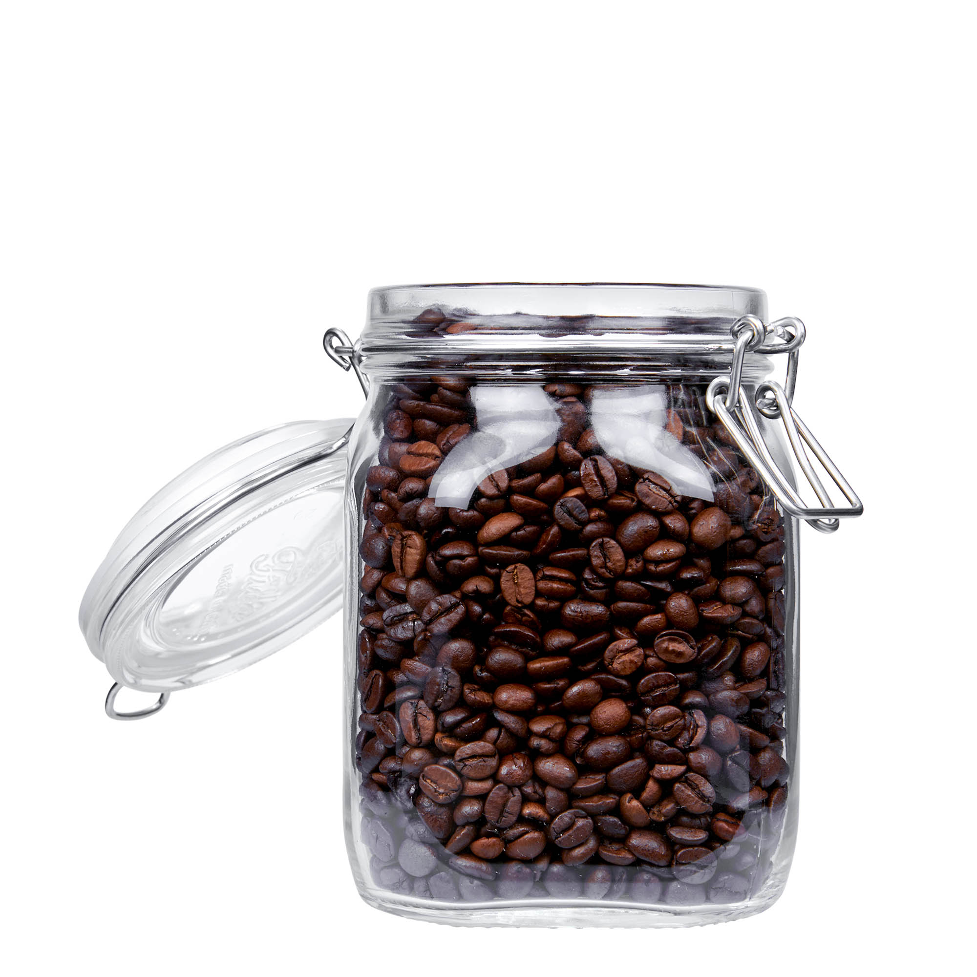 1 000 ml langankahvallinen lasipurkki 'Fido', neliskulmainen, suuaukko: langankahvallinen lukko 1 000 ml langankahvallinen lasipurkki 'Fido', neliskulmainen, suuaukko: langankahvallinen lukko