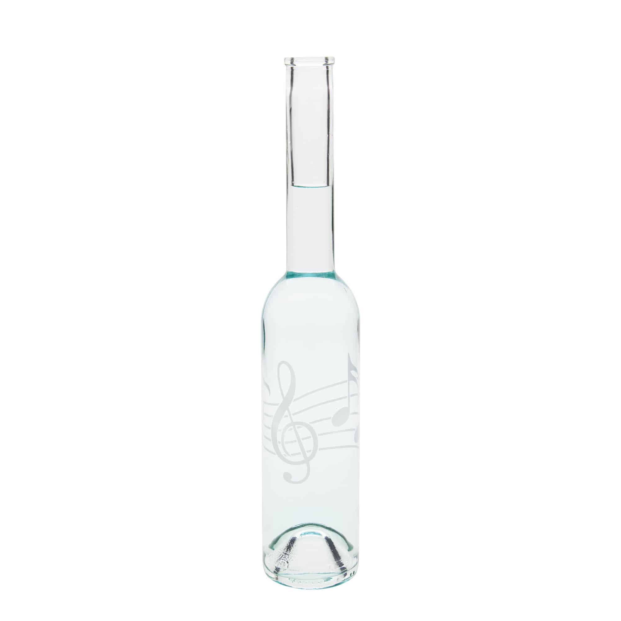350 ml lasipullo ”Opera”, kuvio: nuotit, suuaukko: korkki