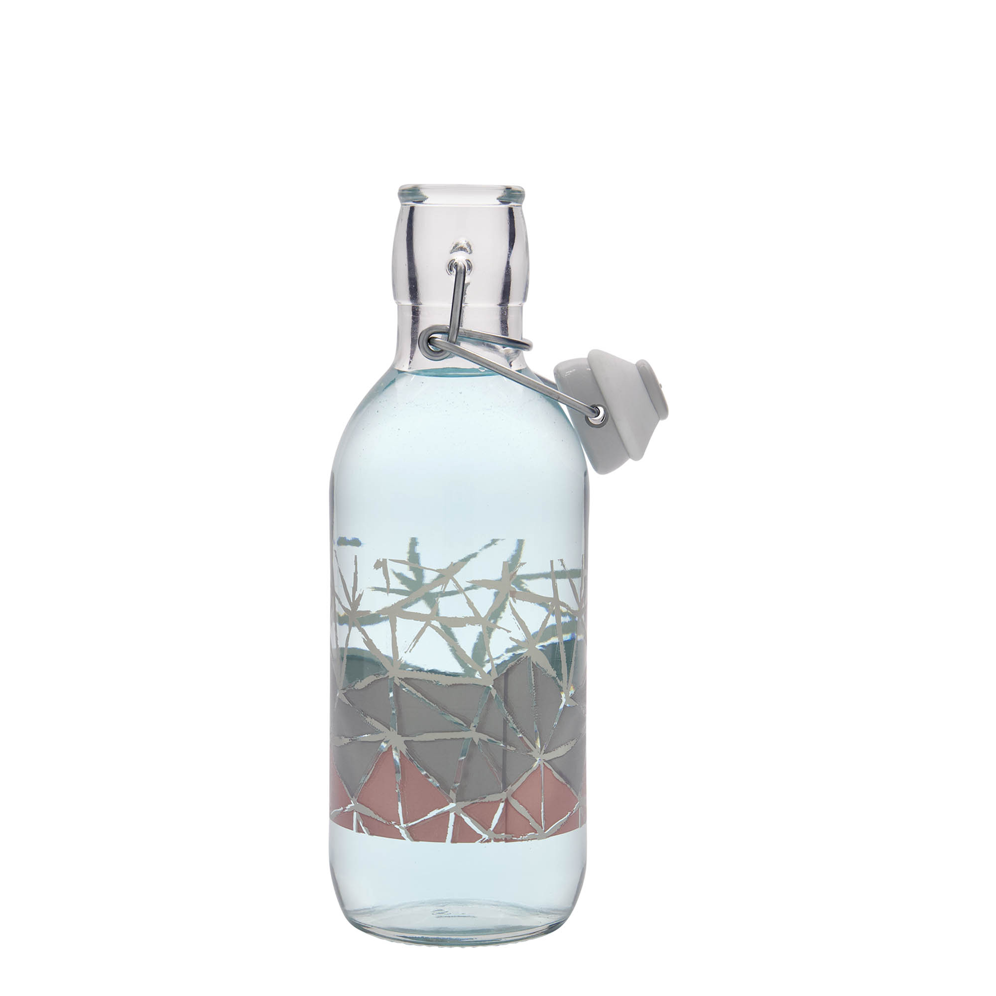 500 ml lasipullo Emilia painatuksella 'Manolibera rosa', suuaukon suljin: lukkohelat 500 ml lasipullo Emilia painatuksella 'Manolibera rosa', suuaukon suljin: lukkohelat