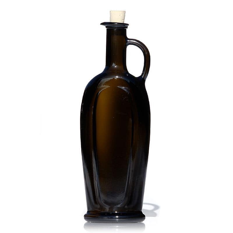 500 ml lasipullo 'Eleganta', soikea, antiikinvihreä, suu: korkki