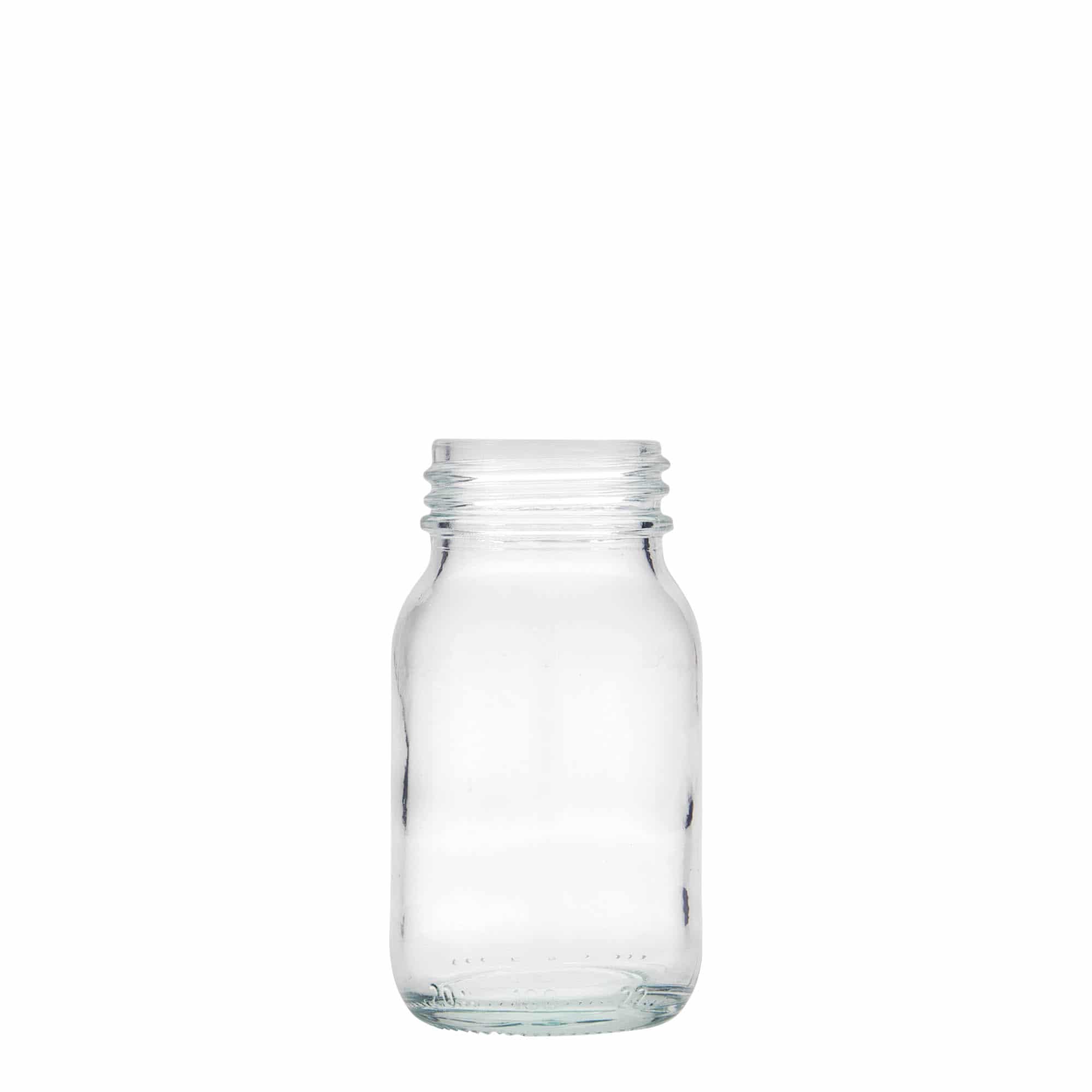 100 ml leveäkaul. lasipurkki, suu: DIN 40