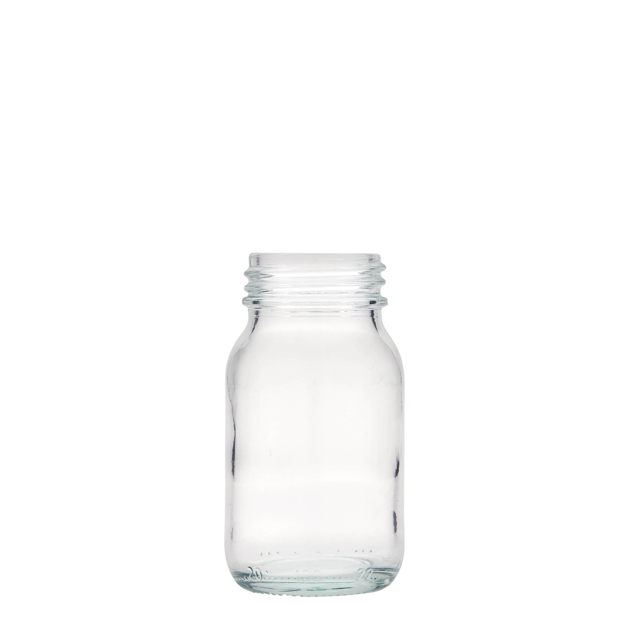 100 ml leveäkaulainen lasi, suuaukon koko: DIN 40 100 ml leveäkaulainen lasi, suuaukon koko: DIN 40
