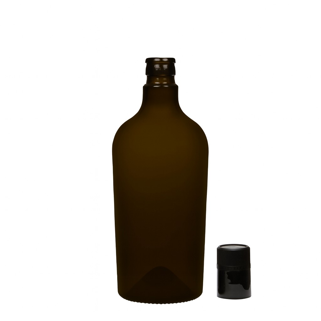 750 ml etikka-/öljypullo 'Oleum', lasia, antiikkivihreä, suuaukko: DOP