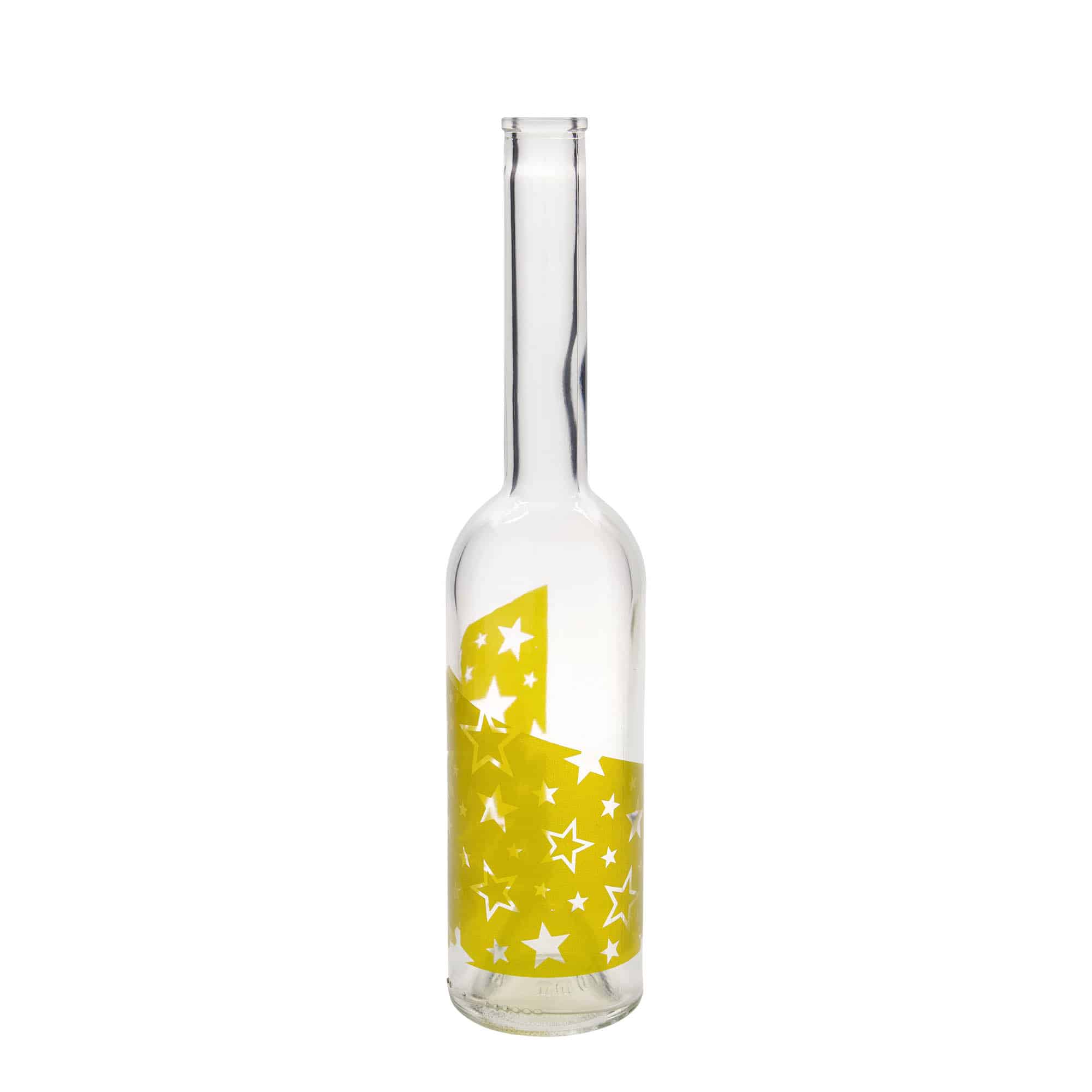 500 ml lasipullo ”Opera”, kuvio: kultatähdet, suuaukko: korkki