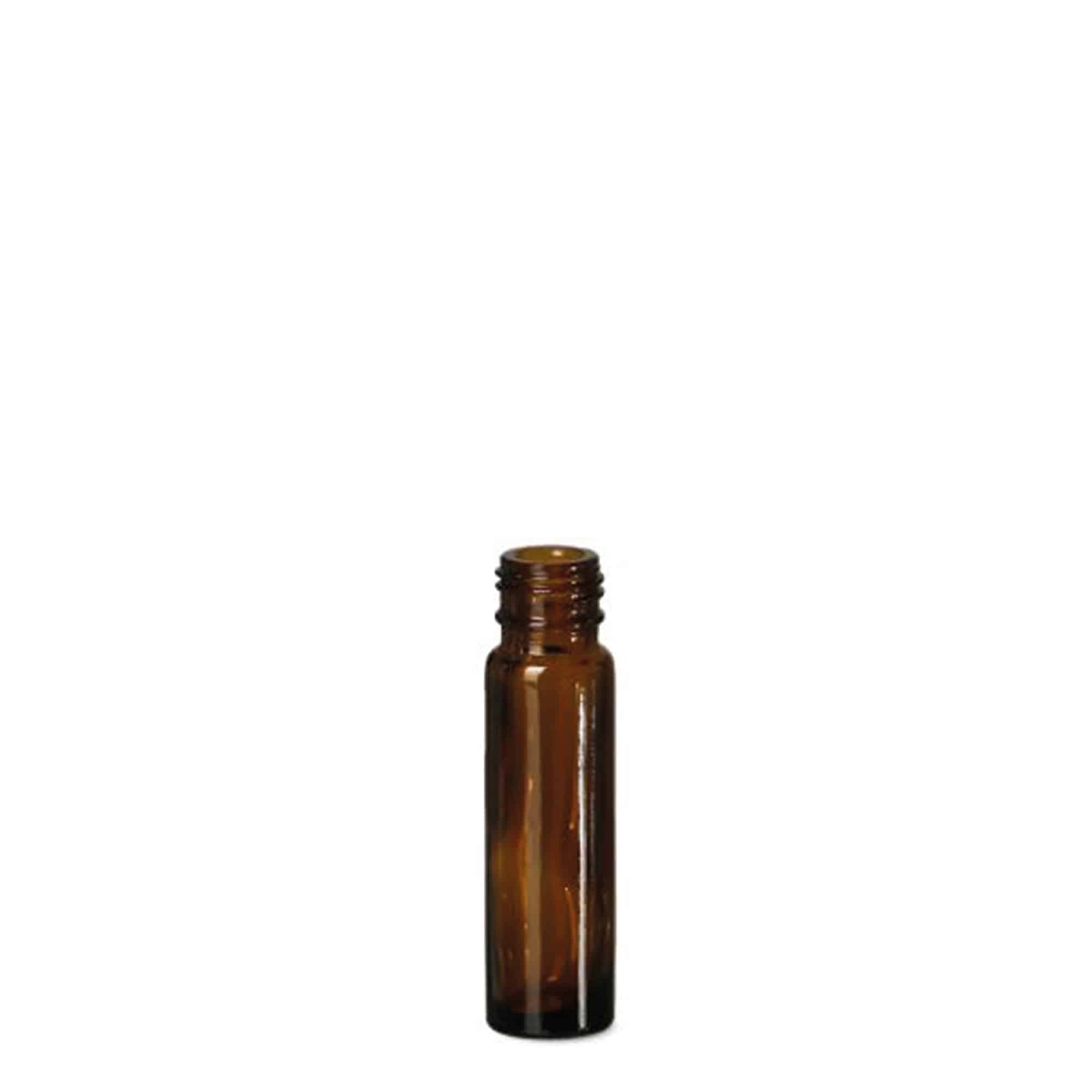 10 ml roll-on-pullo, lasia, ruskea, suuaukko: ruuvikorkki