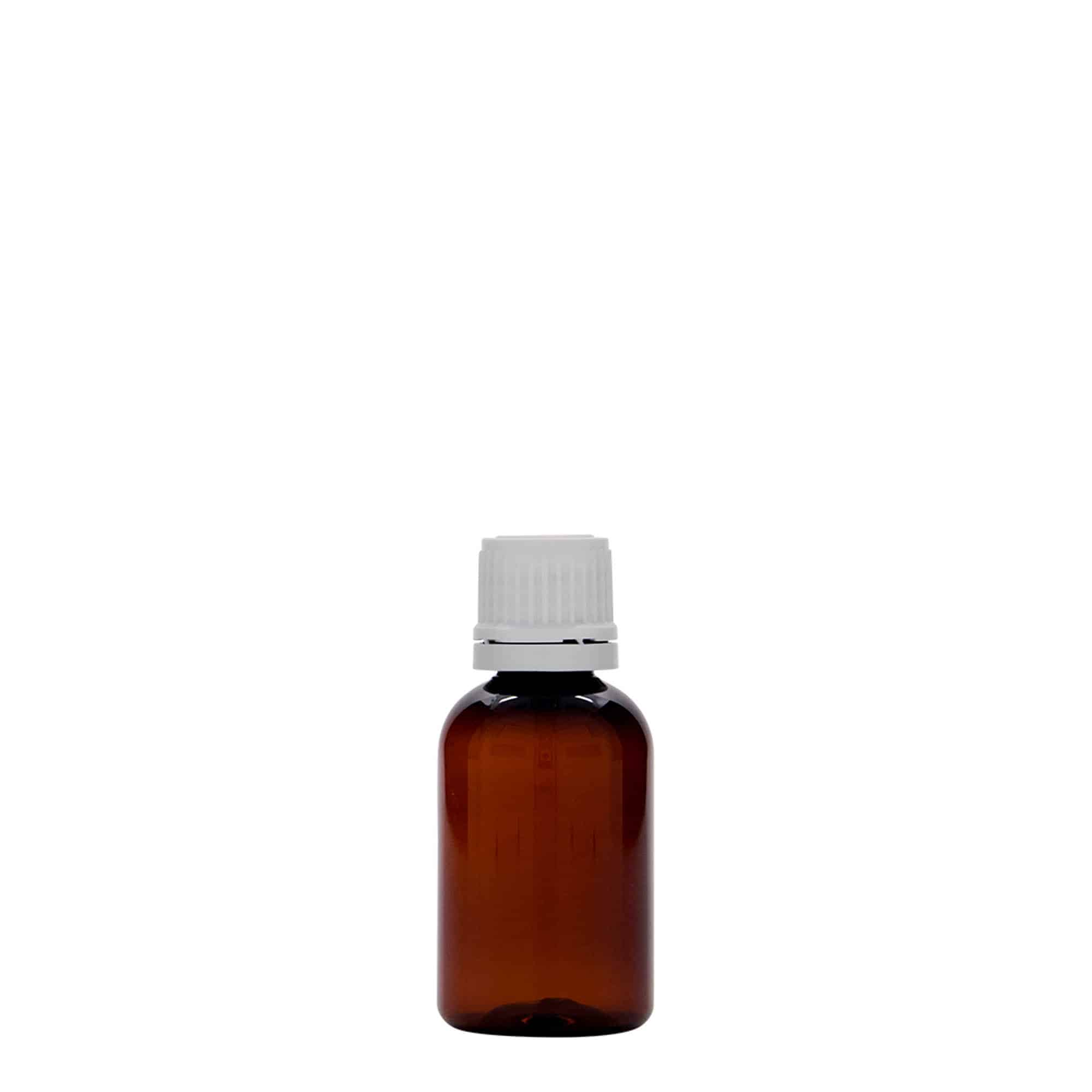 30 ml PET-lääkepullo 'Easy Living', ruskea, muovi, suu: DIN 18