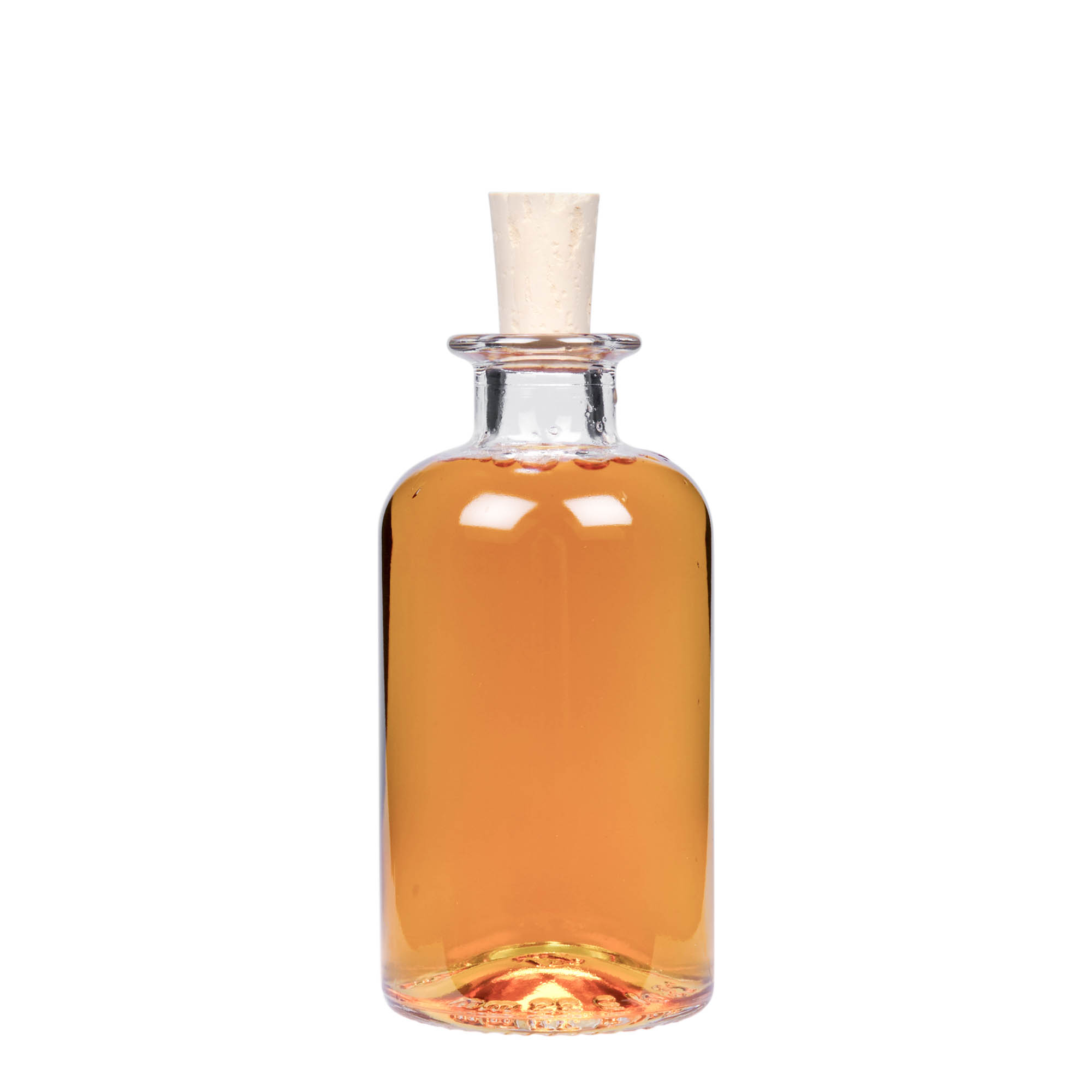 250 ml lasipullo apteekkarille, suuaukko: korkki